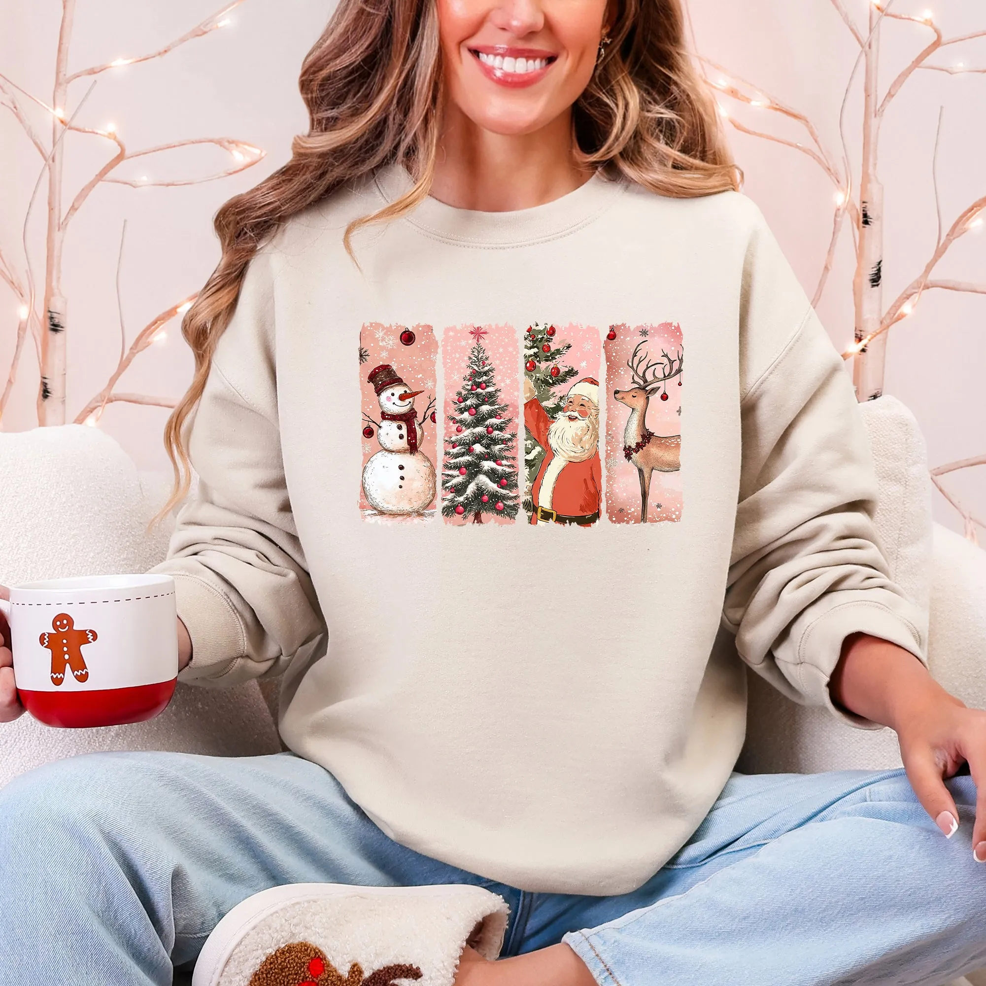 Santa, Snowman, Reindeer, Christmas Tree, Retro Sweatshirt sold by Refinery Number One product image thumbnail 5
