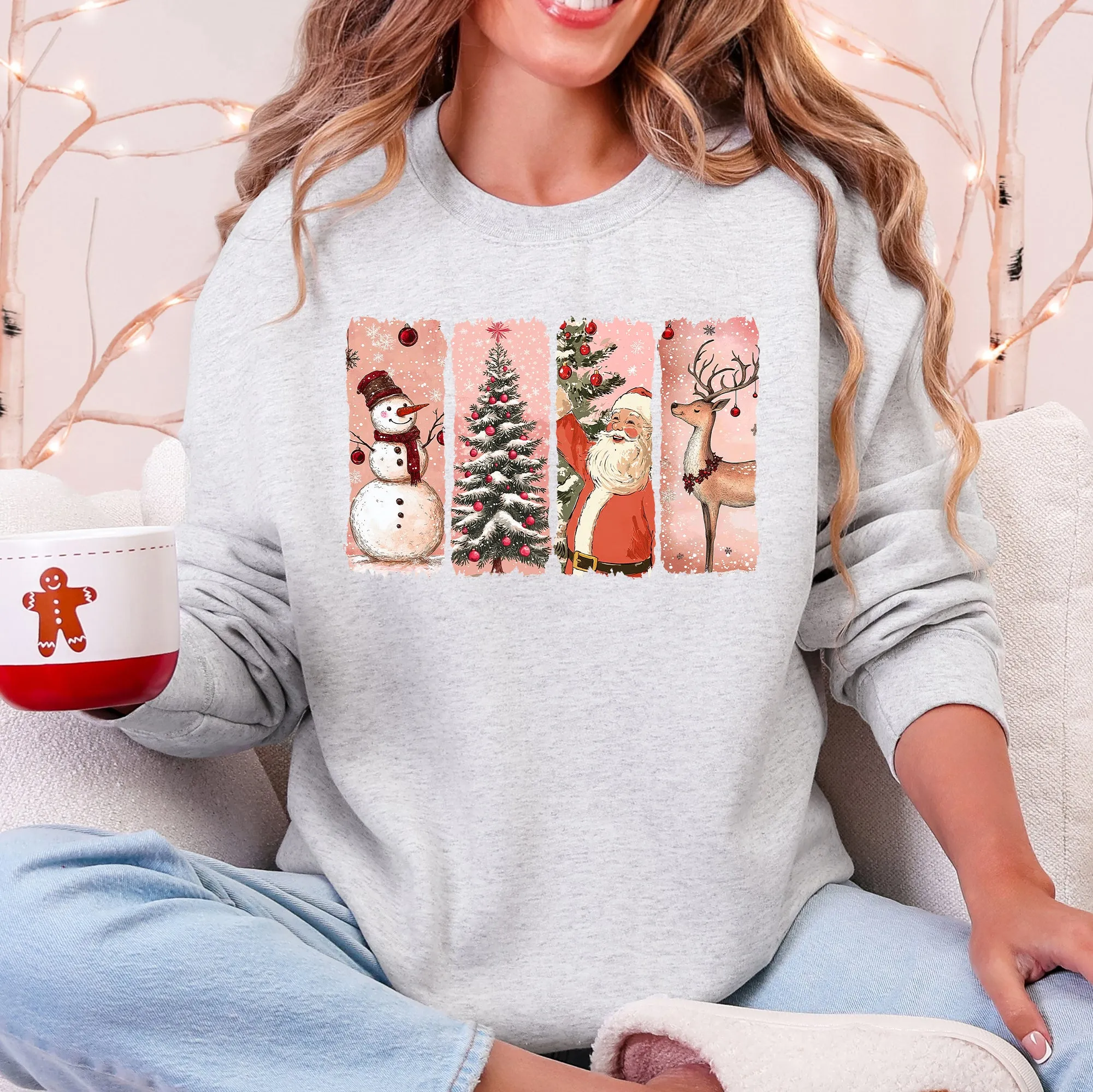 Santa, Snowman, Reindeer, Christmas Tree, Retro Sweatshirt sold by Refinery Number One product image thumbnail 2