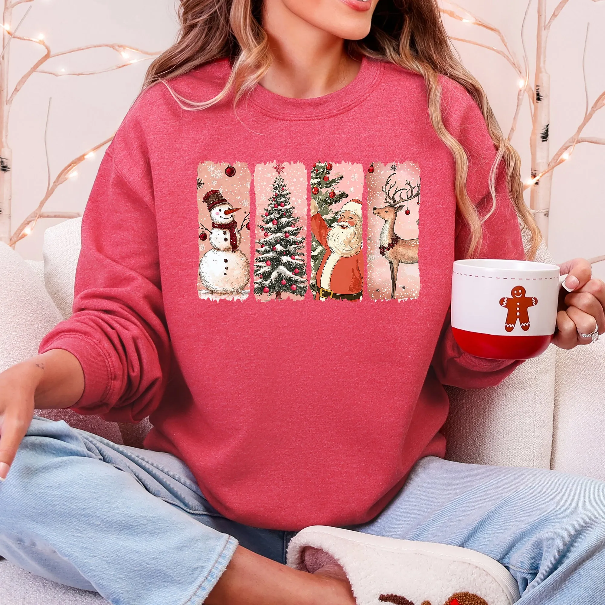 Santa, Snowman, Reindeer, Christmas Tree, Retro Sweatshirt sold by Refinery Number One product image thumbnail 3