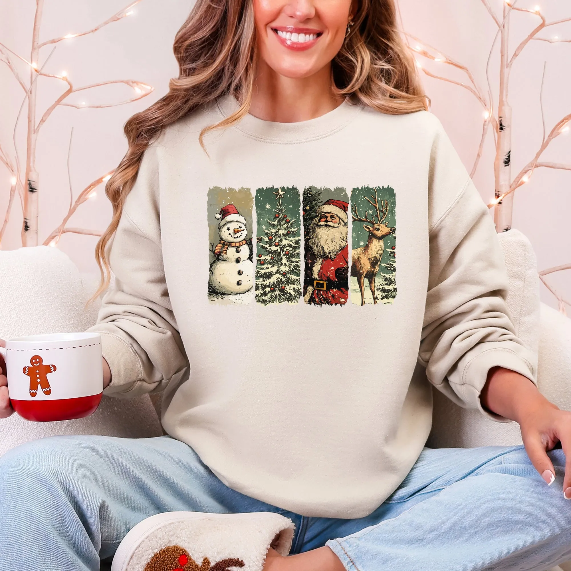Santa, Snowman, Christmas Tree, Reindeer Sweatshirt sold by Refinery Number One product image thumbnail 2