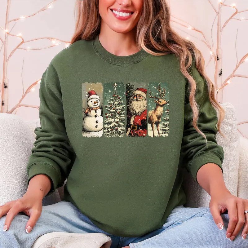 Santa, Snowman, Christmas Tree, Reindeer Sweatshirt sold by Refinery Number One