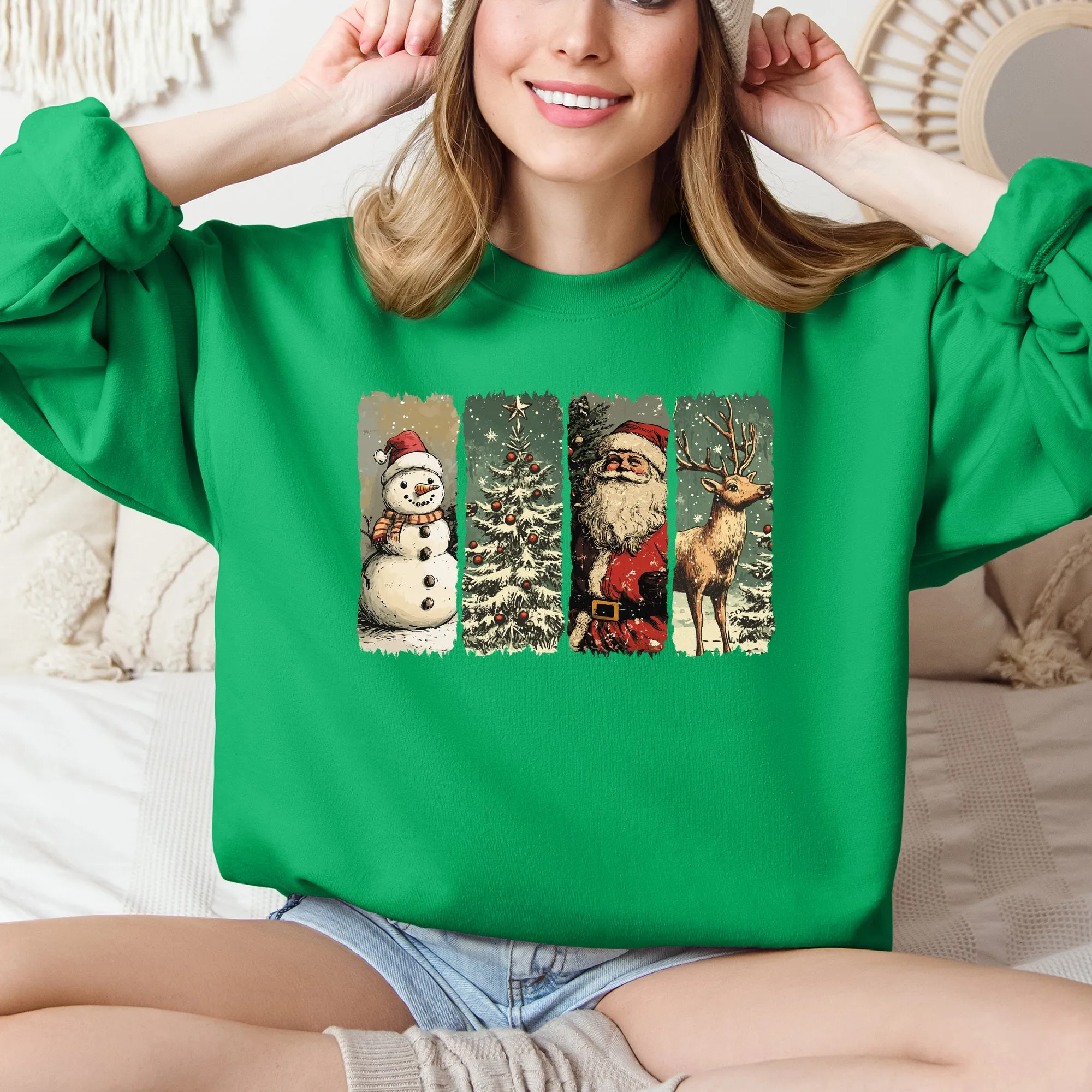 Santa, Snowman, Christmas Tree, Reindeer Sweatshirt sold by Refinery Number One product image thumbnail 5