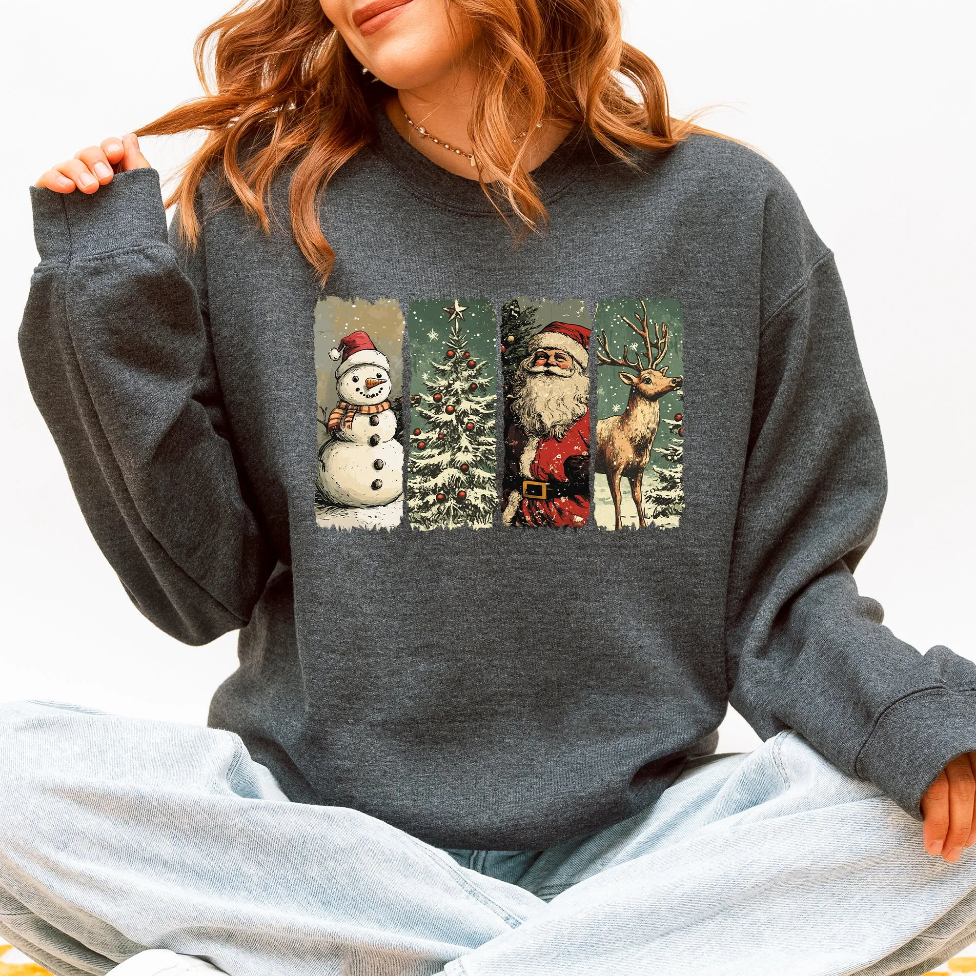 Santa, Snowman, Christmas Tree, Reindeer Sweatshirt sold by Refinery Number One product image thumbnail 3