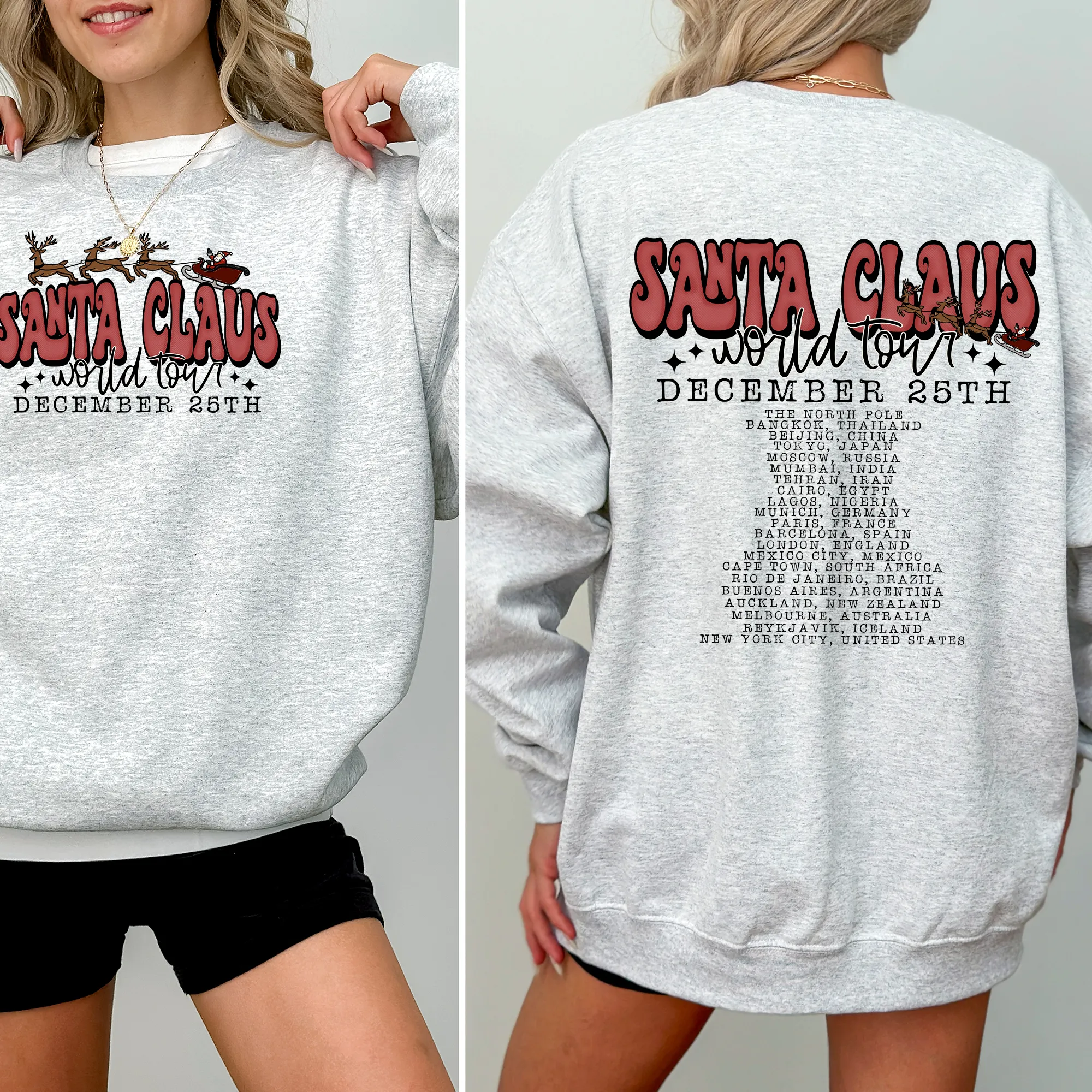 Santa Claus, World Tour, The North Pole, December, Christmas, Retro, Band, Sweatshirt sold by Refinery Number One product image thumbnail 2