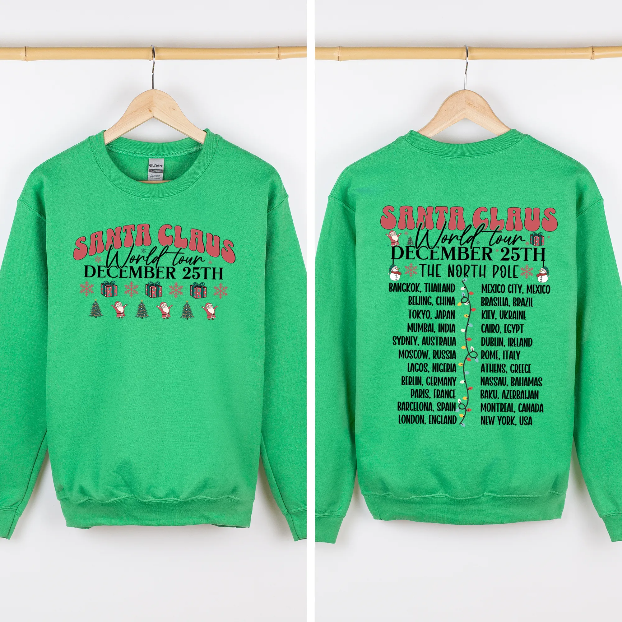 Santa Claus, World Tour, The North Pole, Christmas, Retro, Band, Front and Back Sweatshirt sold by Refinery Number One product image thumbnail 2