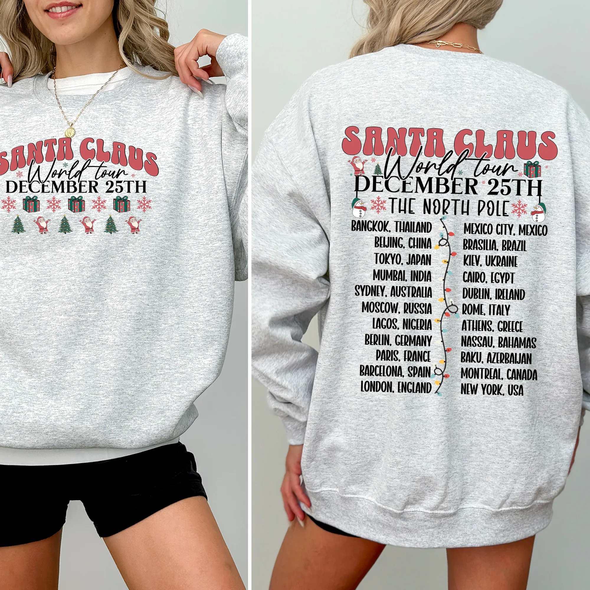 Santa Claus, World Tour, The North Pole, Christmas, Retro, Band, Front and Back Sweatshirt sold by Refinery Number One product image thumbnail 4