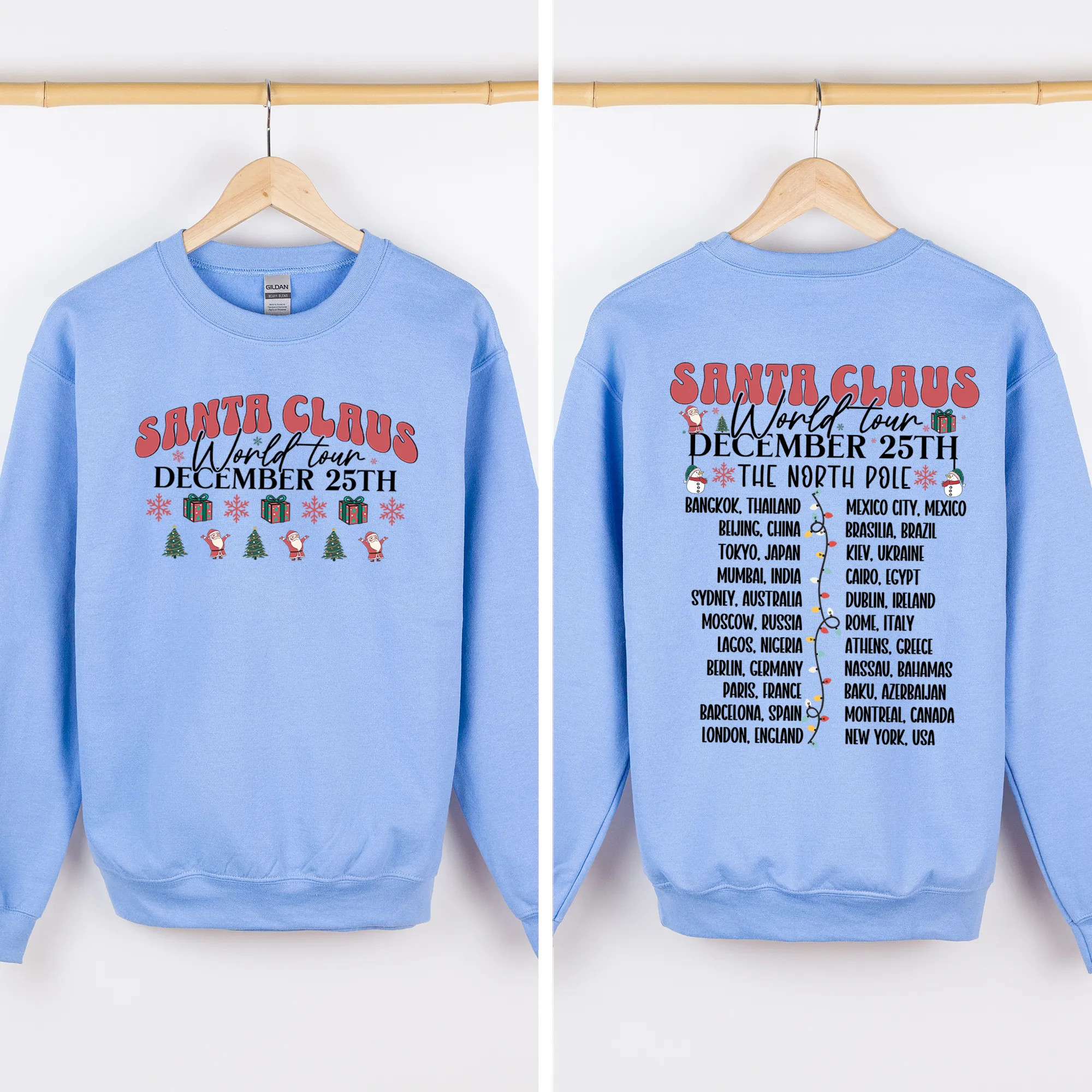 Santa Claus, World Tour, The North Pole, Christmas, Retro, Band, Front and Back Sweatshirt sold by Refinery Number One product image thumbnail 3