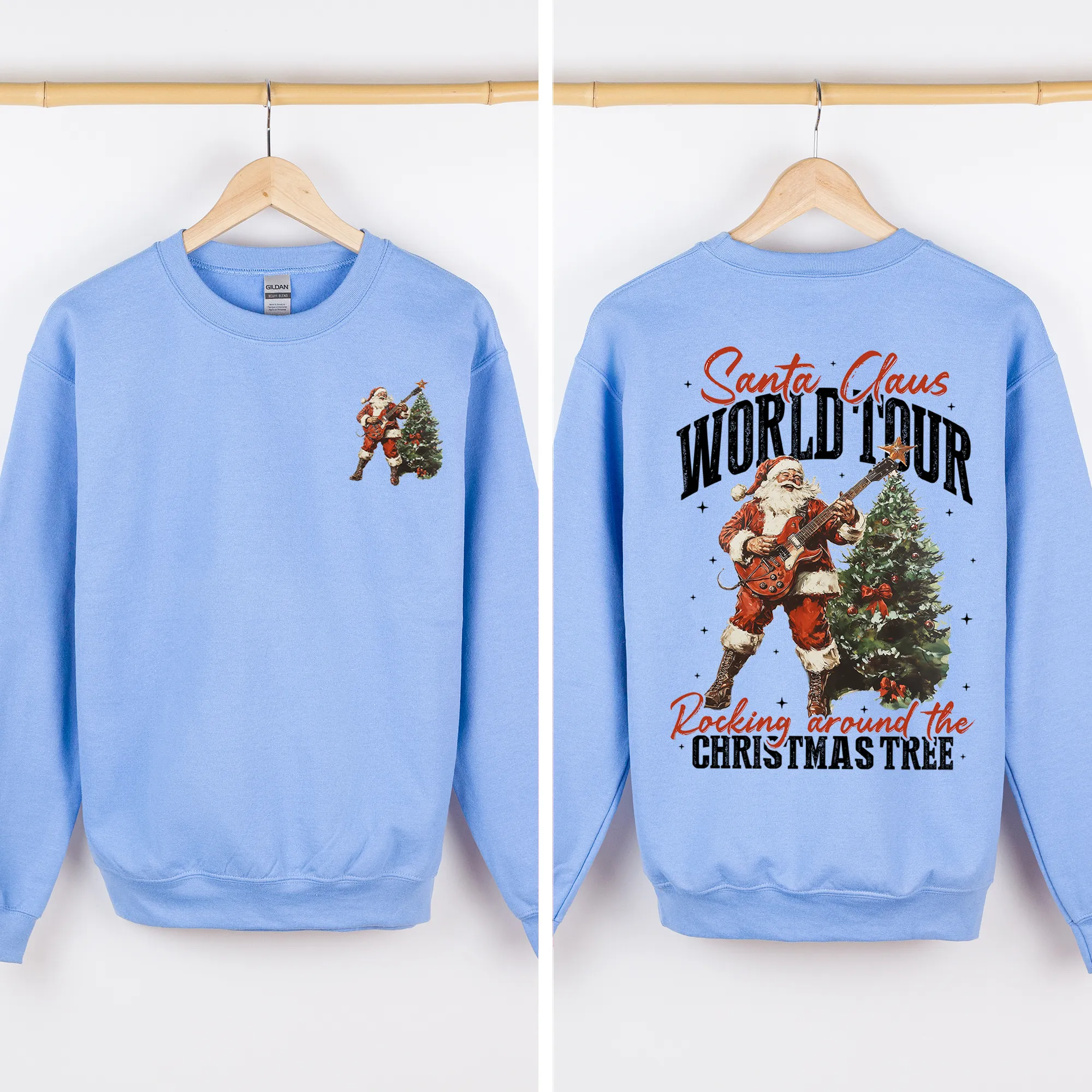 Santa Claus World Tour, Rocking Around The Christmas Tree, Retro, Front and Back Sweatshirt sold by Refinery Number One product image thumbnail 3