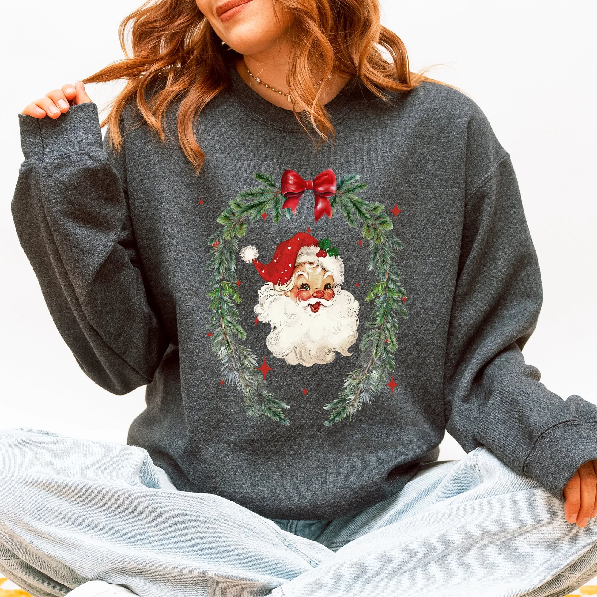 Retro Santa, Christmas, Vintage, Cute Sweatshirt sold by Refinery Number One product image thumbnail 4