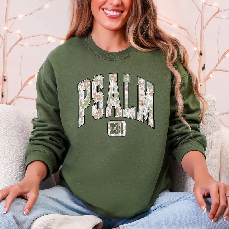 Psalm 23, Camo, Christmas, Faith, Gospel Sweatshirt sold by Refinery Number One