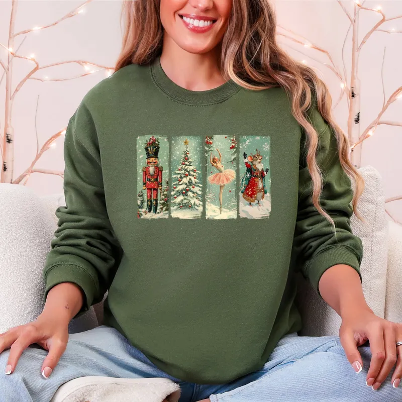 Nutcracker Ballet, Santa, Christmas, Retro Sweatshirt sold by Refinery Number One