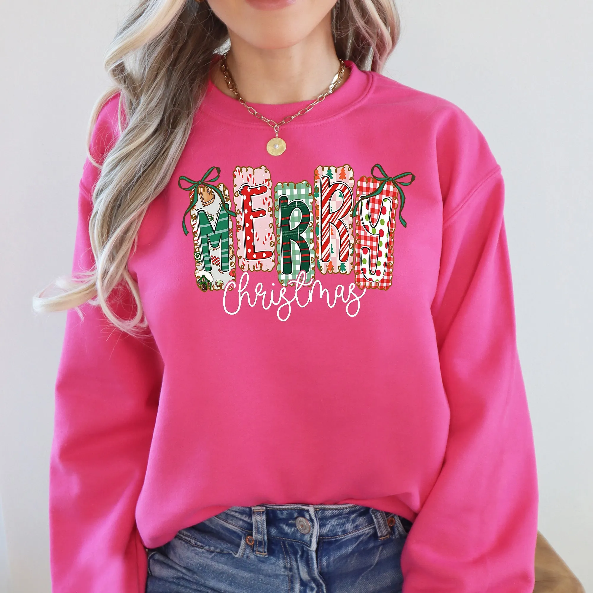Merry Christmas, Colorful, Retro Sweatshirt sold by Refinery Number One product image thumbnail 3