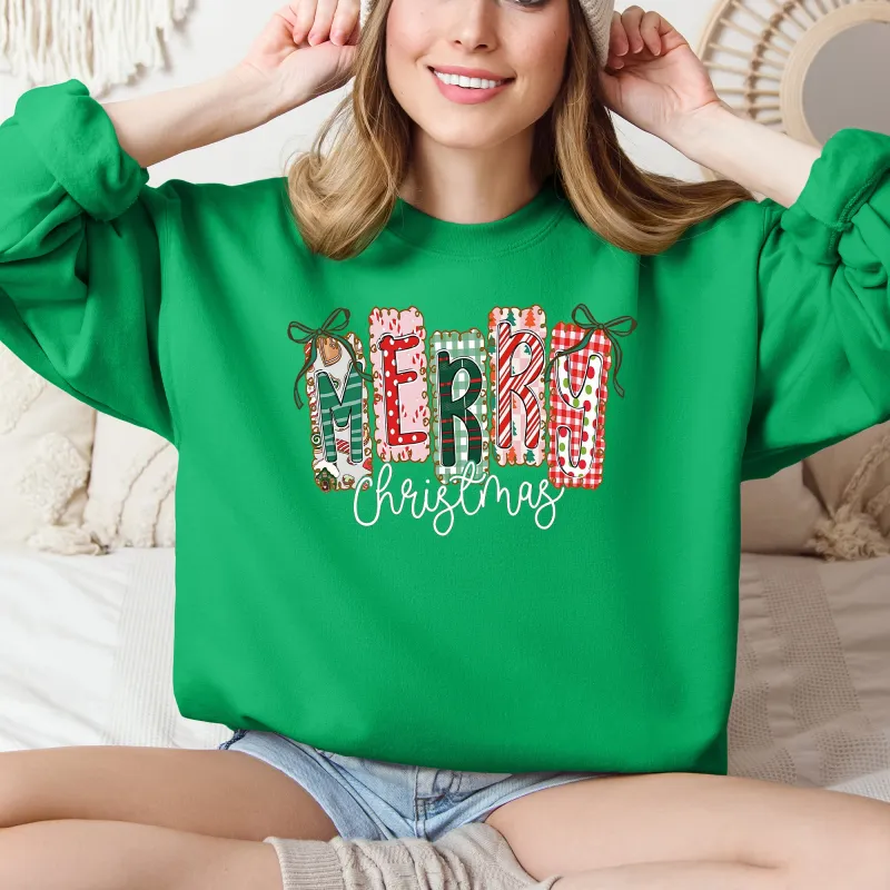 Merry Christmas, Colorful, Retro Sweatshirt sold by Refinery Number One