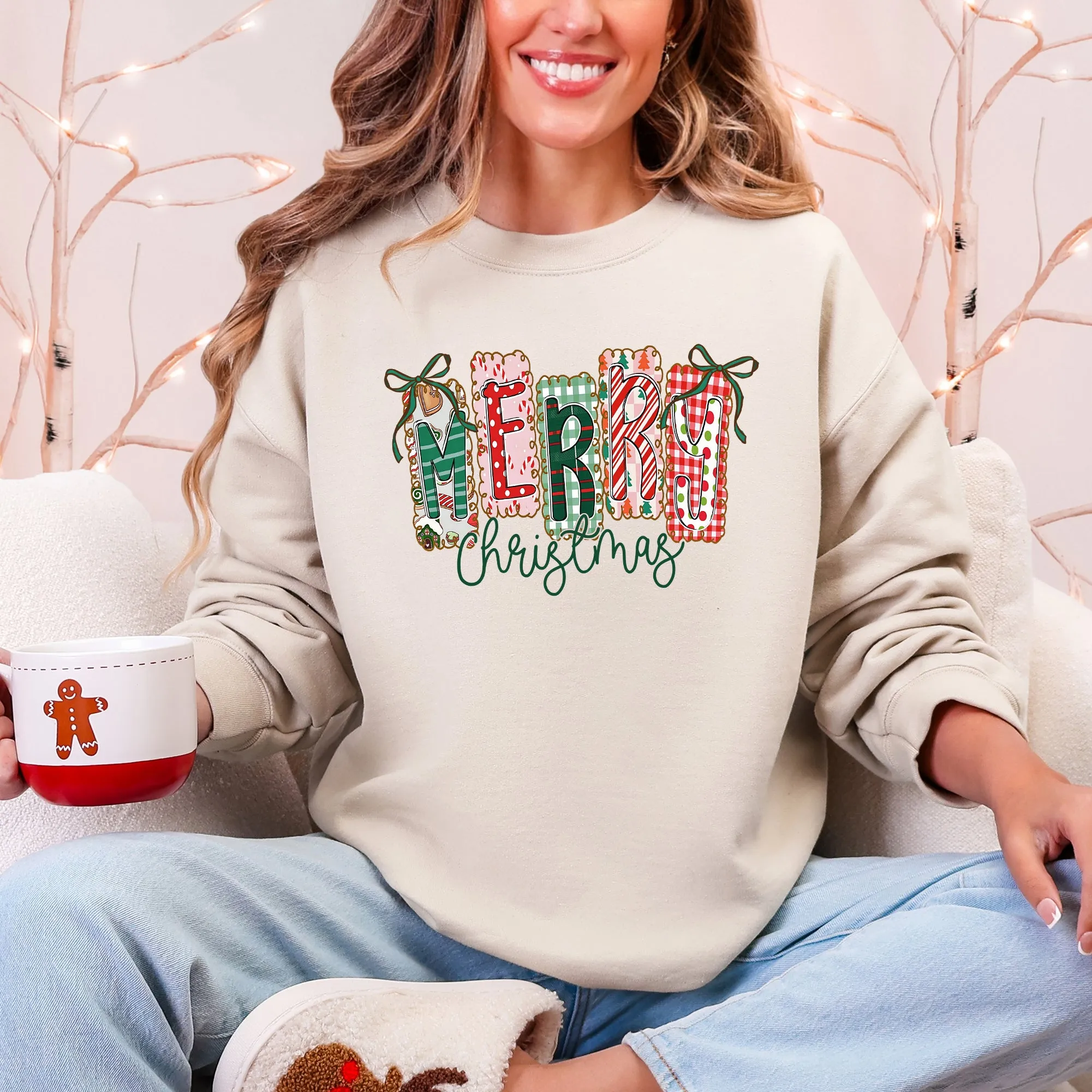 Merry Christmas, Colorful, Retro Sweatshirt sold by Refinery Number One product image thumbnail 4