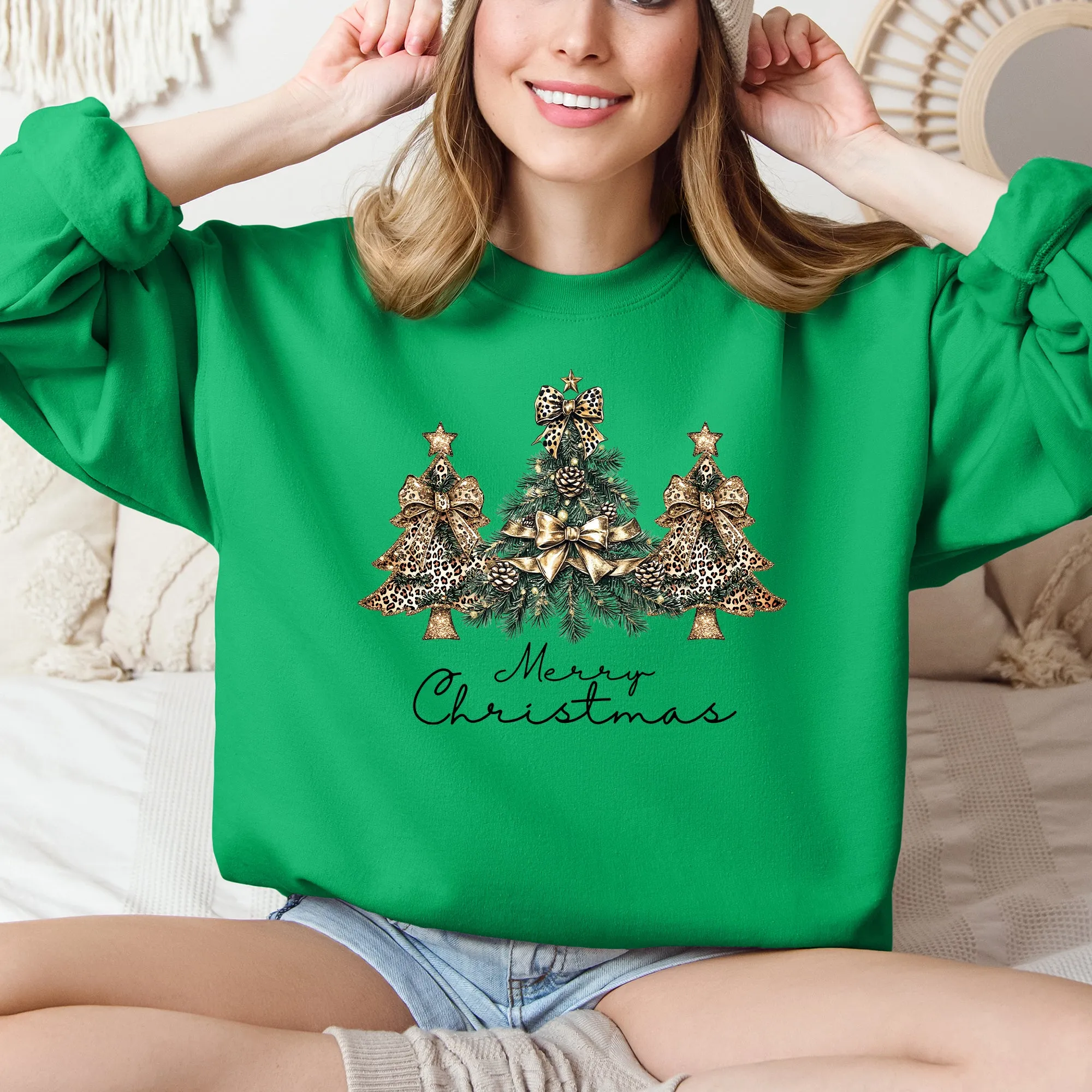 Merry Christmas, Christmas Trees Ribbons, Bows Sweatshirt sold by Refinery Number One product image thumbnail 3