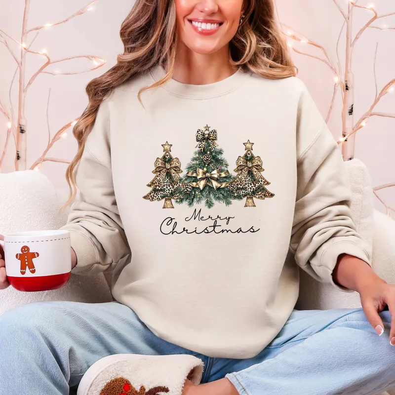 Merry Christmas, Christmas Trees Ribbons, Bows Sweatshirt sold by Refinery Number One