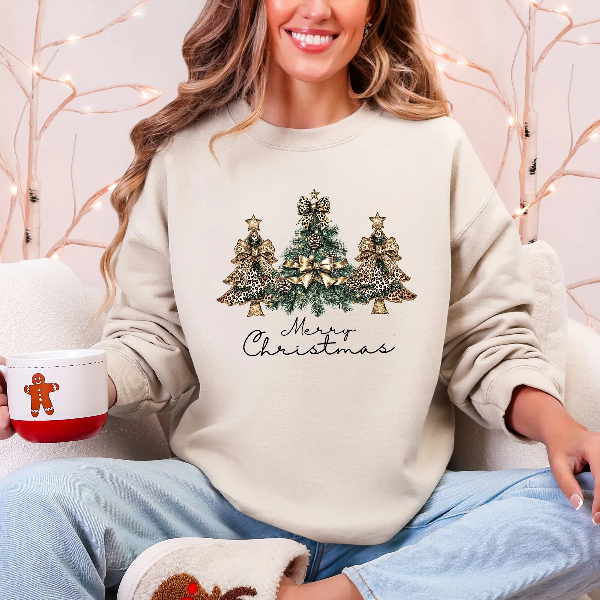 Merry Christmas, Christmas Trees Ribbons, Bows Sweatshirt sold by Refinery Number One
