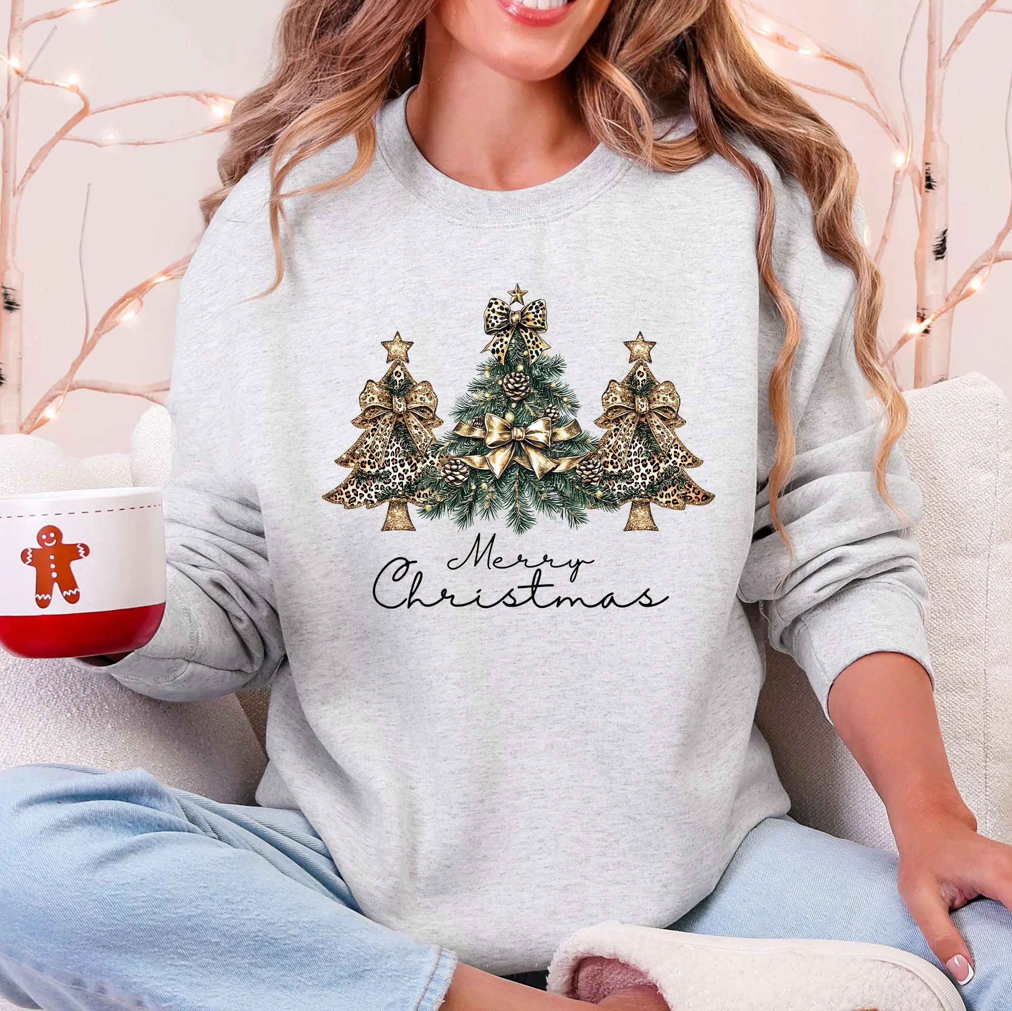 Merry Christmas, Christmas Trees Ribbons, Bows Sweatshirt sold by Refinery Number One product image thumbnail 2