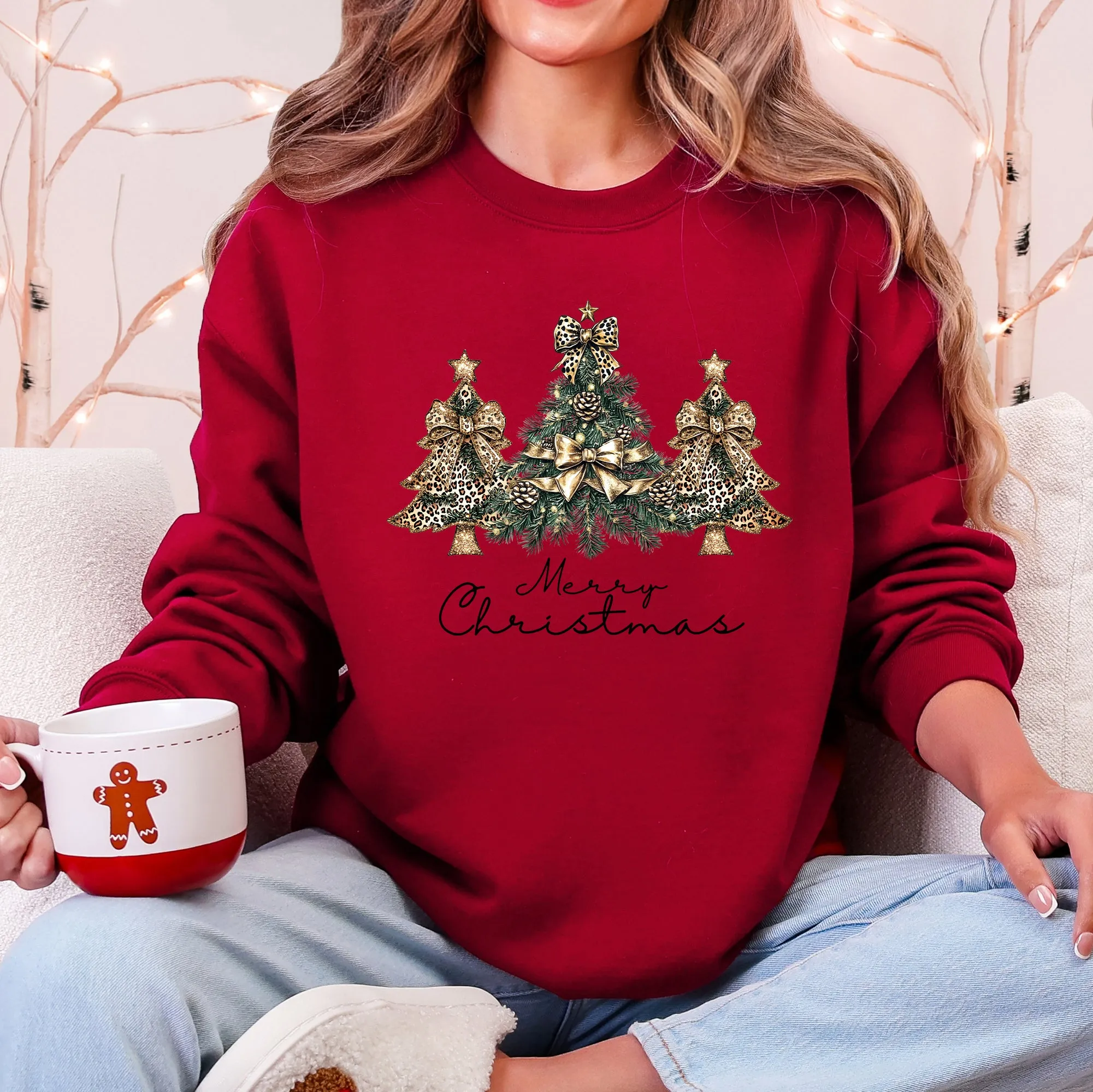 Merry Christmas, Christmas Trees Ribbons, Bows Sweatshirt sold by Refinery Number One product image thumbnail 4