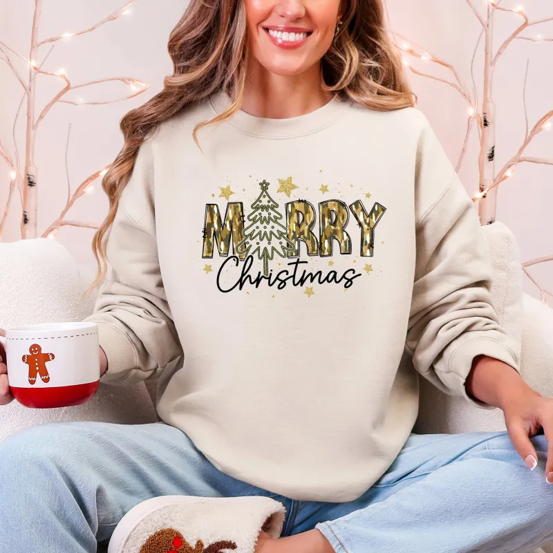 Merry Christmas, Camo, Santa, Christmas Tree Sweatshirt sold by Refinery Number One