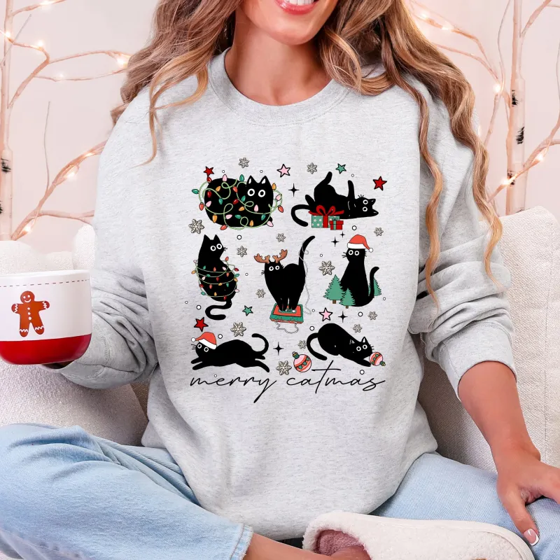 Merry Catmas, Christmas, Cat Lover, Santa, Pets Sweatshirt sold by Refinery Number One