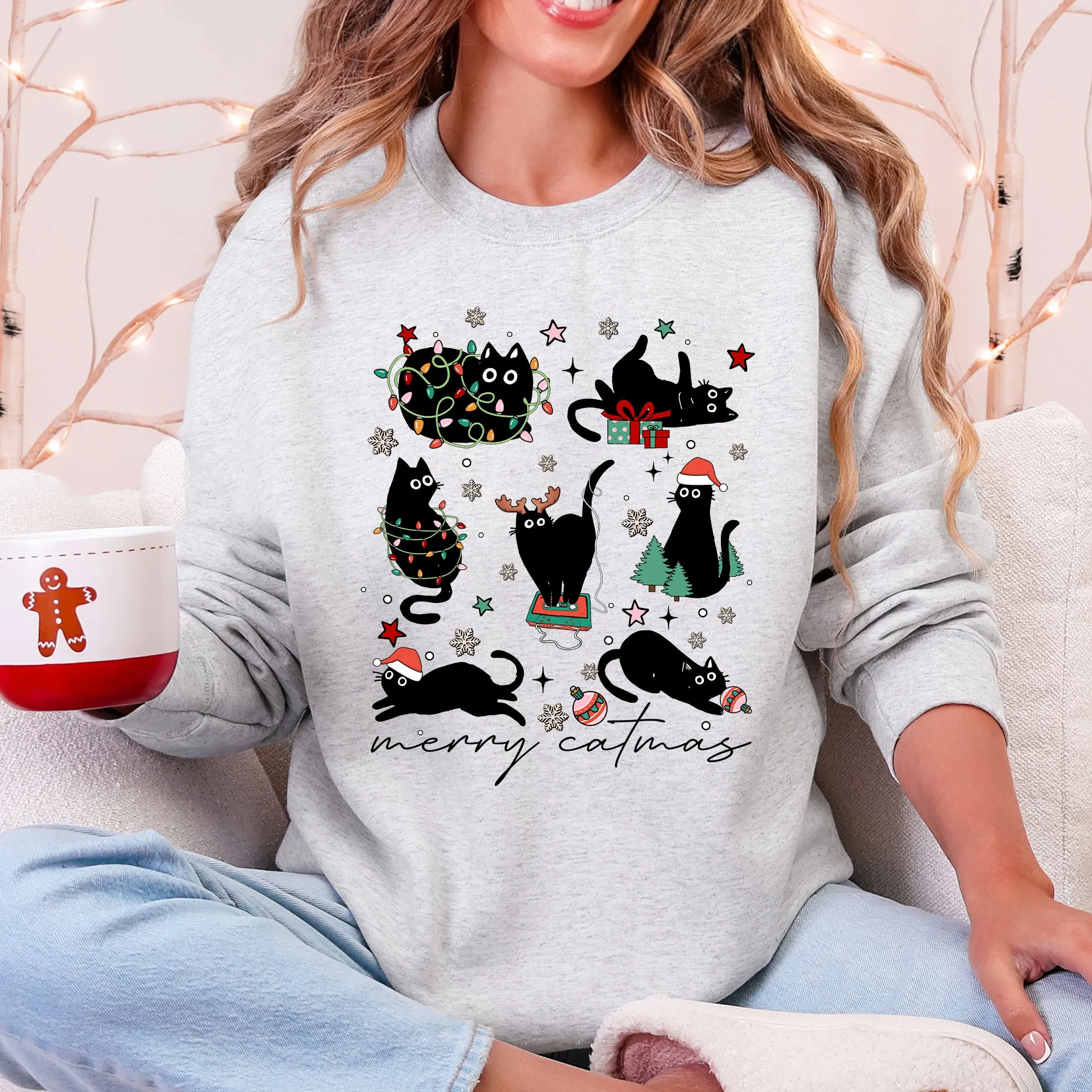 Merry Catmas, Christmas, Cat Lover, Santa, Pets Sweatshirt sold by Refinery Number One