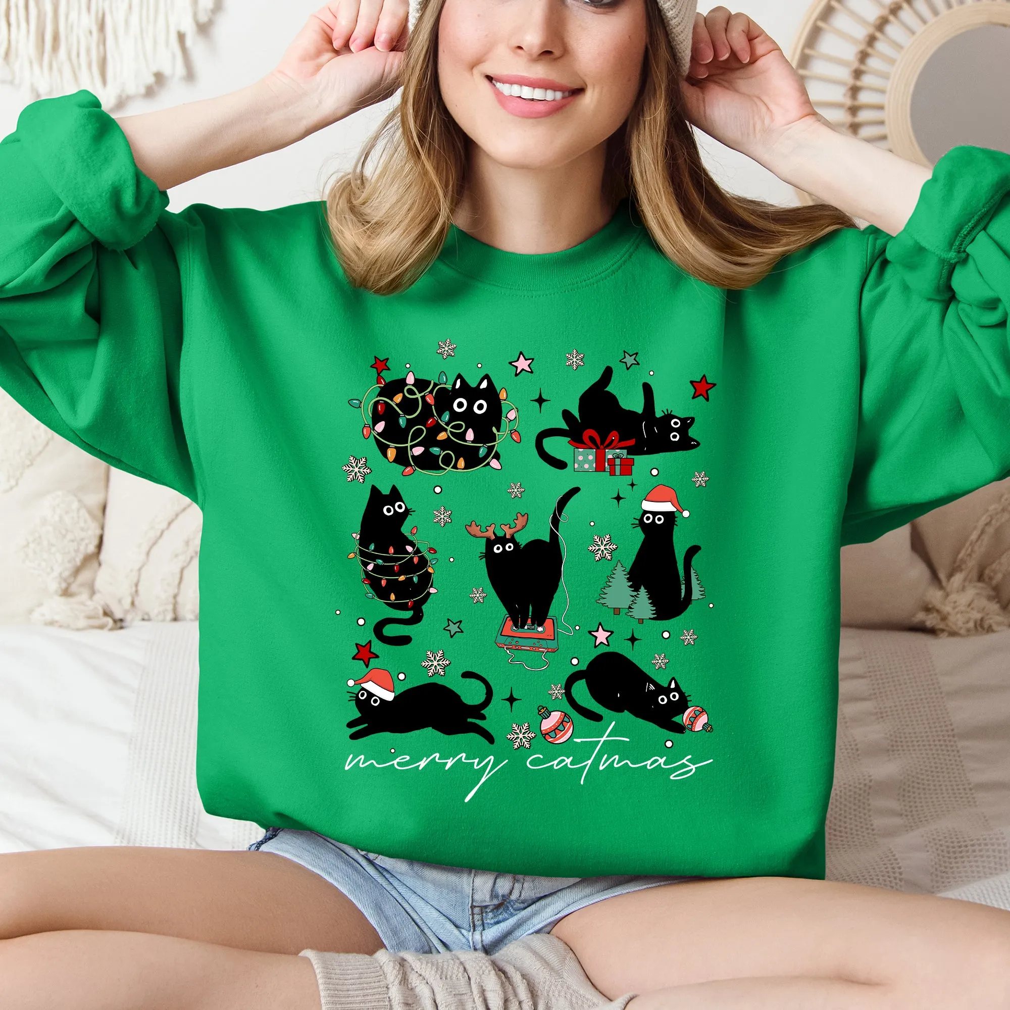 Merry Catmas, Christmas, Cat Lover, Santa, Pets Sweatshirt sold by Refinery Number One product image thumbnail 2