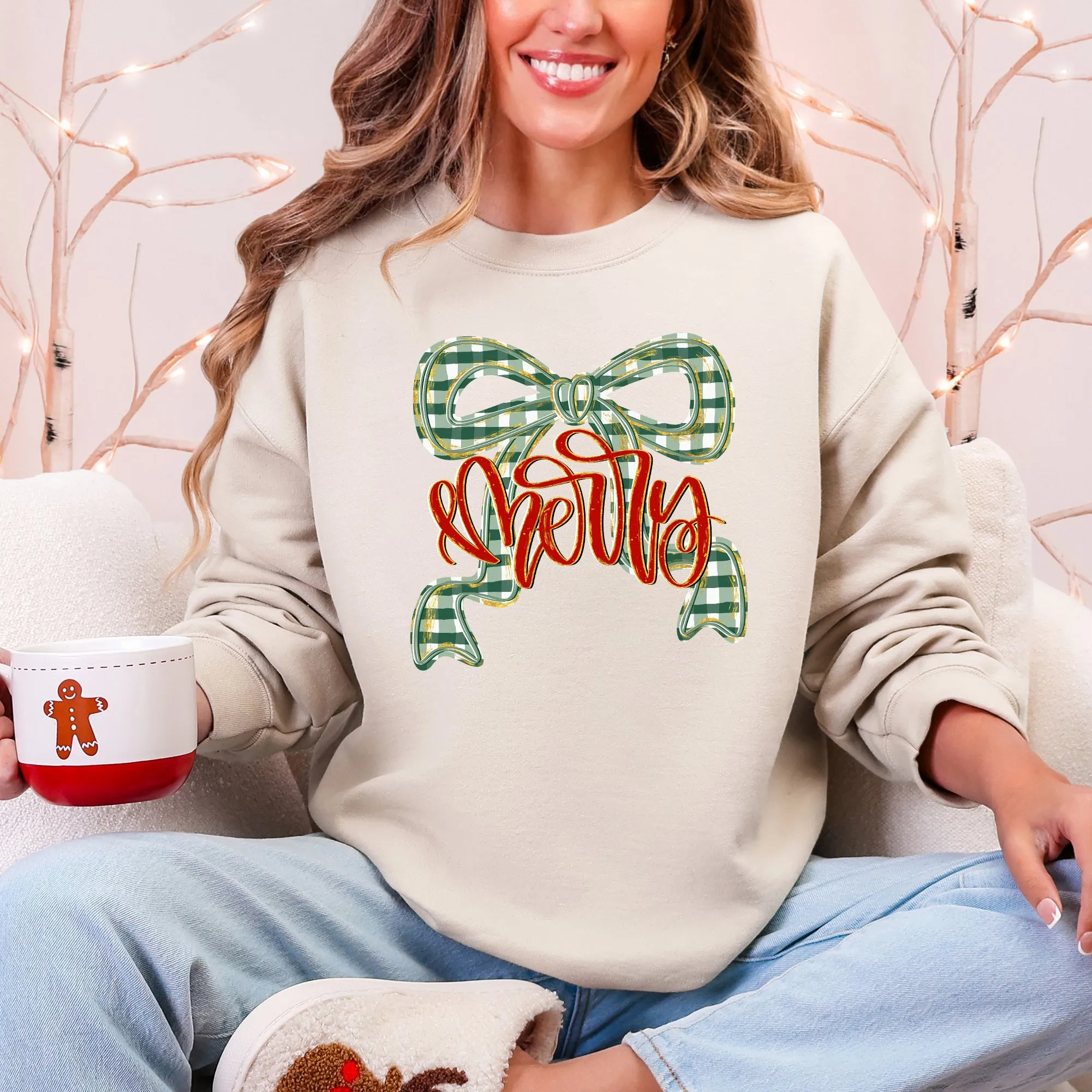 Merry Bow, Christmas Ribbon, Retro, Santa Sweatshirt sold by Refinery Number One product image thumbnail 2