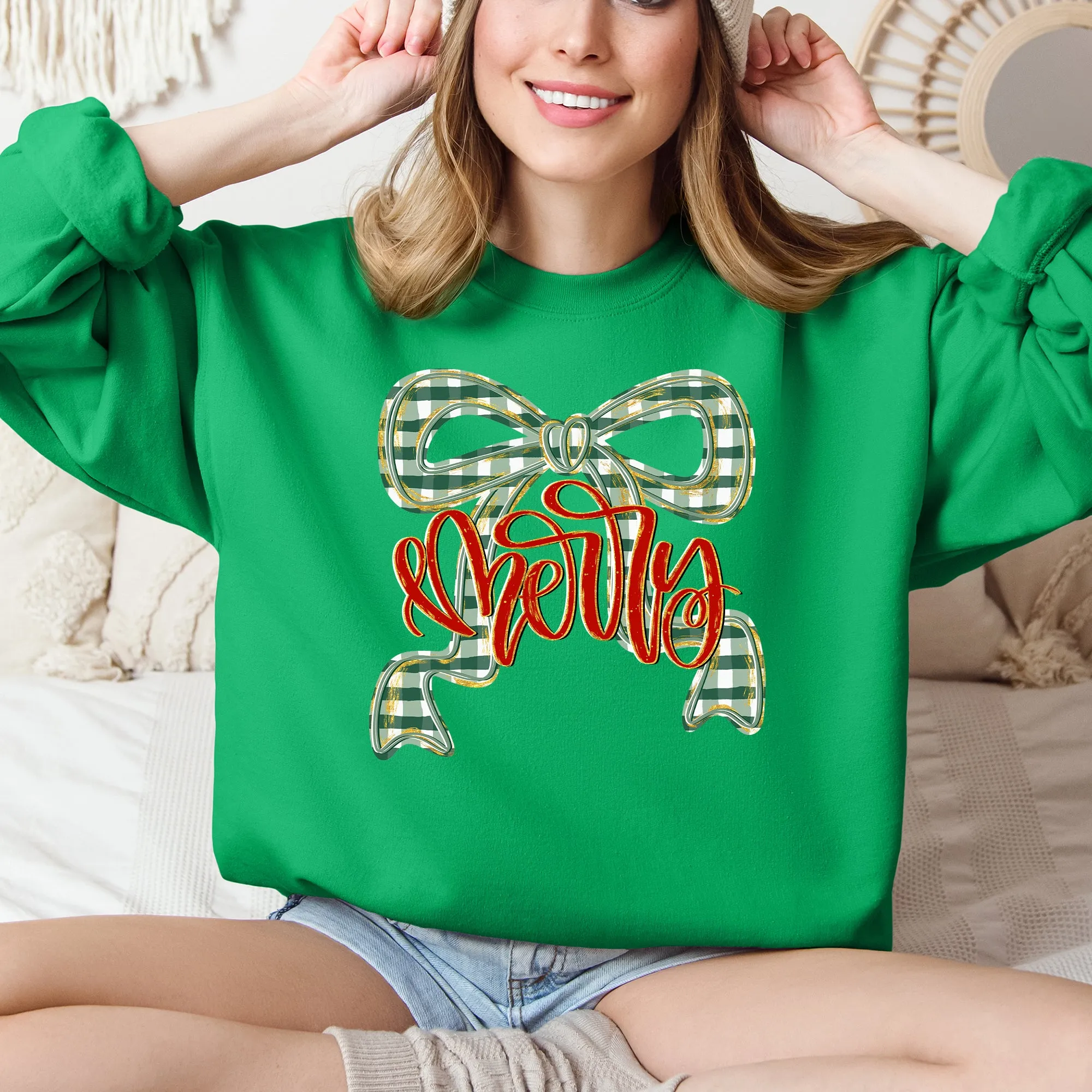Merry Bow, Christmas Ribbon, Retro, Santa Sweatshirt sold by Refinery Number One product image thumbnail 5