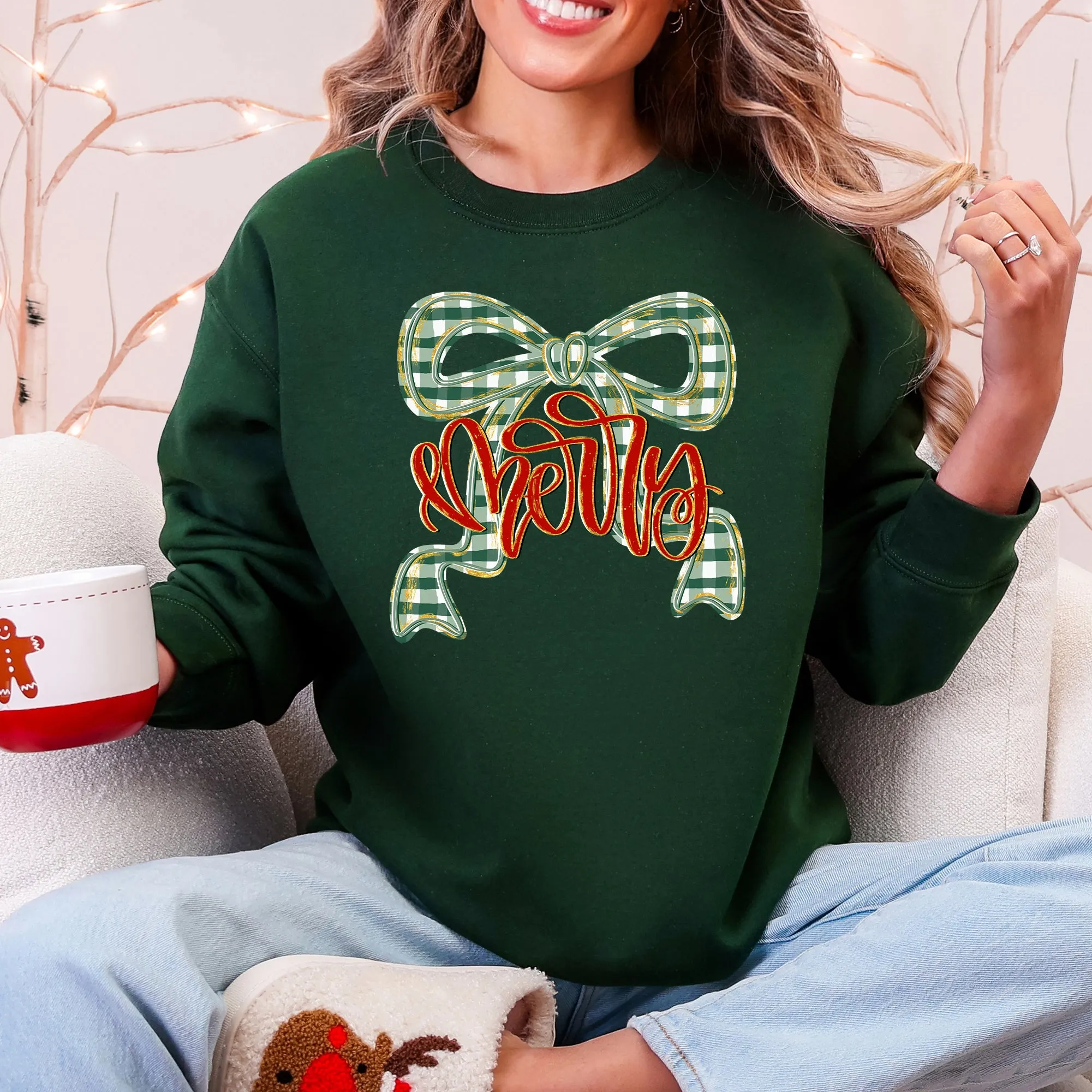 Merry Bow, Christmas Ribbon, Retro, Santa Sweatshirt sold by Refinery Number One product image thumbnail 3
