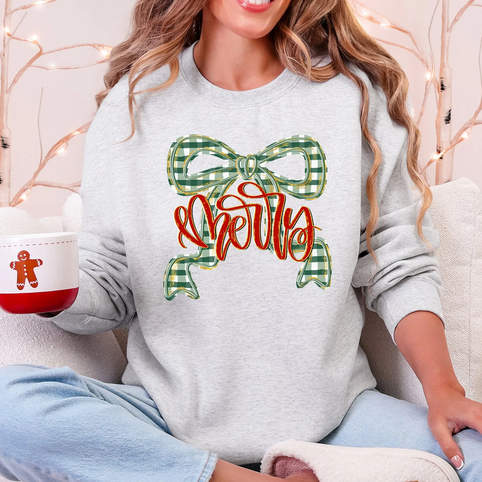 Merry Bow, Christmas Ribbon, Retro, Santa Sweatshirt sold by Refinery Number One
