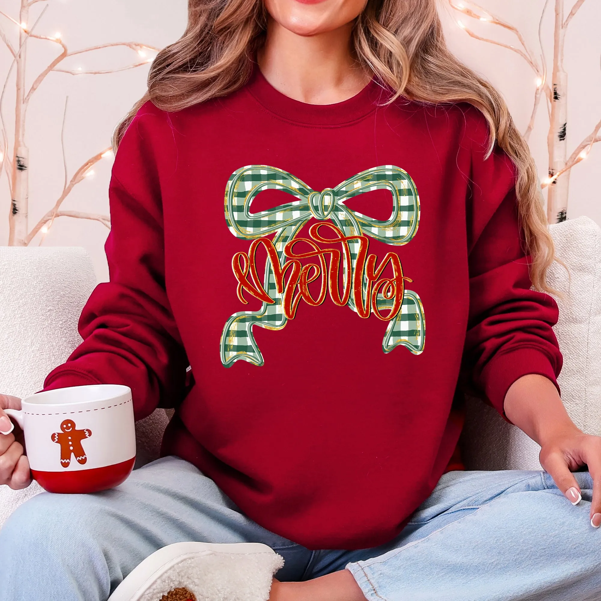 Merry Bow, Christmas Ribbon, Retro, Santa Sweatshirt sold by Refinery Number One product image thumbnail 4