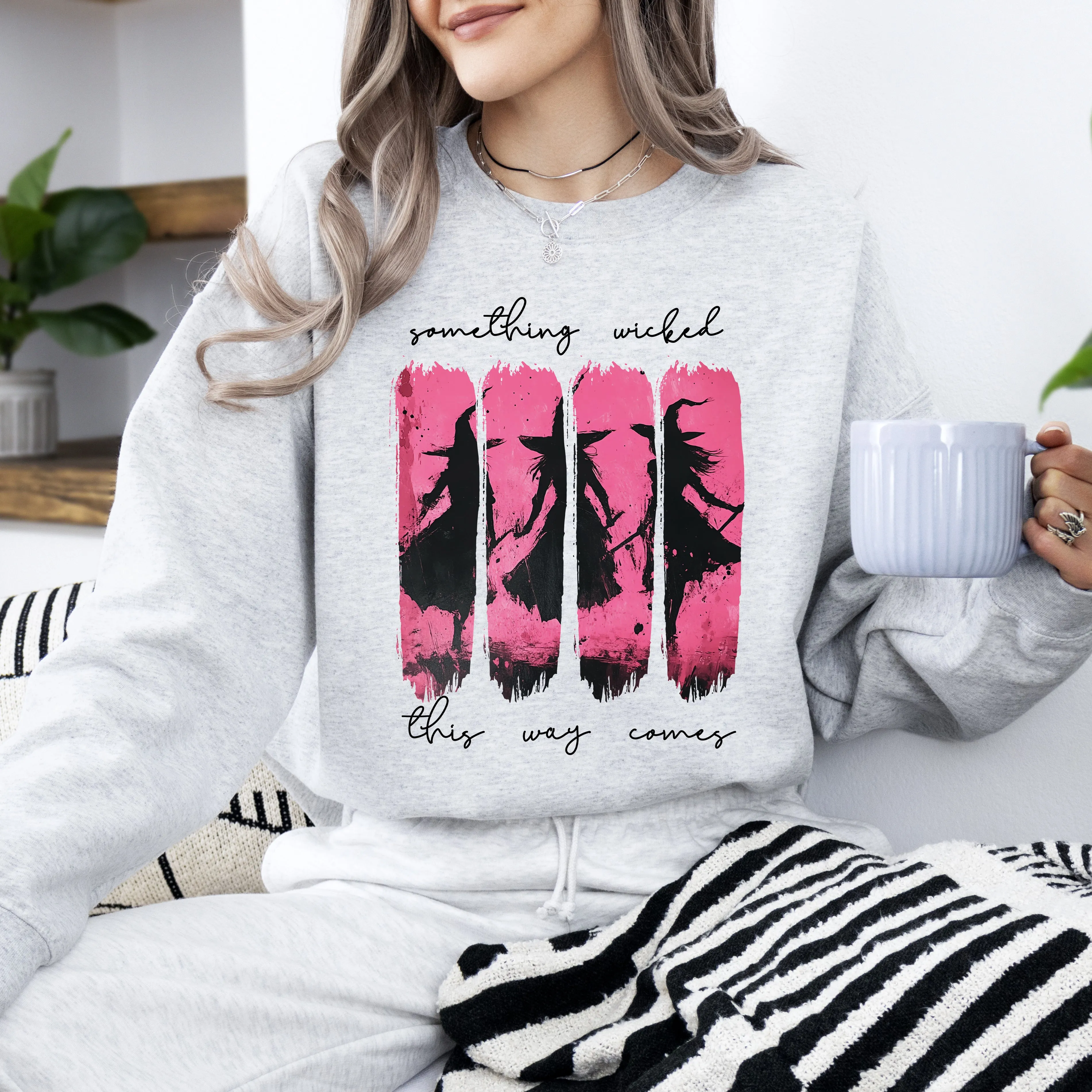 Something Wicked, Witch, Skeleton, Ghost, Halloween, Western, Vintage, Pumpkin, Retro, Spooky, Costume, Fall, Graphic Sweatshirt sold by Refinery Number One product image thumbnail 2