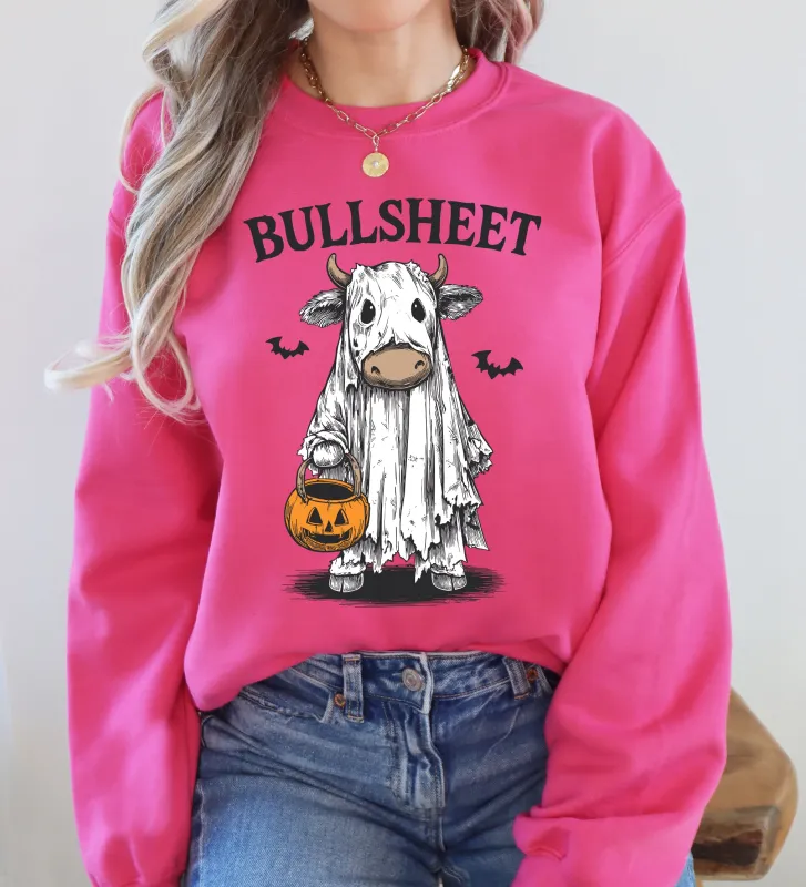 Bullsheet, Funny Halloween Cow Ghost, Bull, Farm, Vintage, Western, Pumpkin, Retro, Spooky, Costume, Fall, Graphic Sweatshirt sold by Refinery Number One