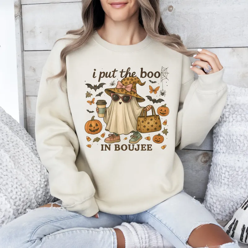 Boujee Ghost, Fancy, Halloween, Vintage, Pumpkin, Retro, Spooky, Costume, Fall, Graphic Sweatshirt sold by Refinery Number One