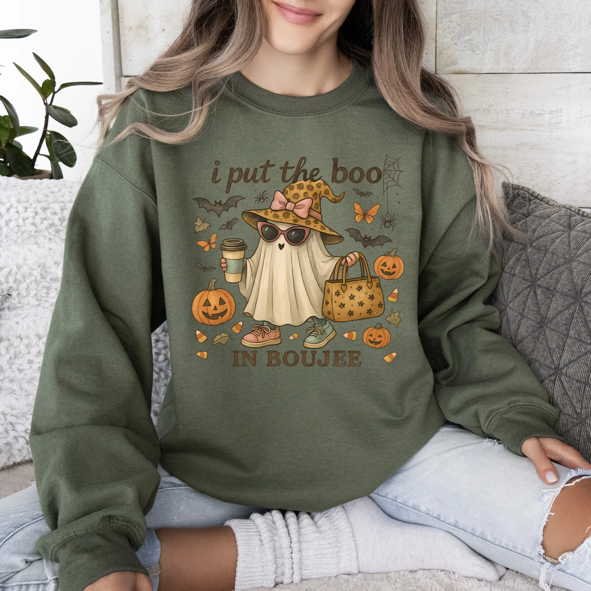 Boujee Ghost, Fancy, Halloween, Vintage, Pumpkin, Retro, Spooky, Costume, Fall, Graphic Sweatshirt sold by Refinery Number One product image thumbnail 4