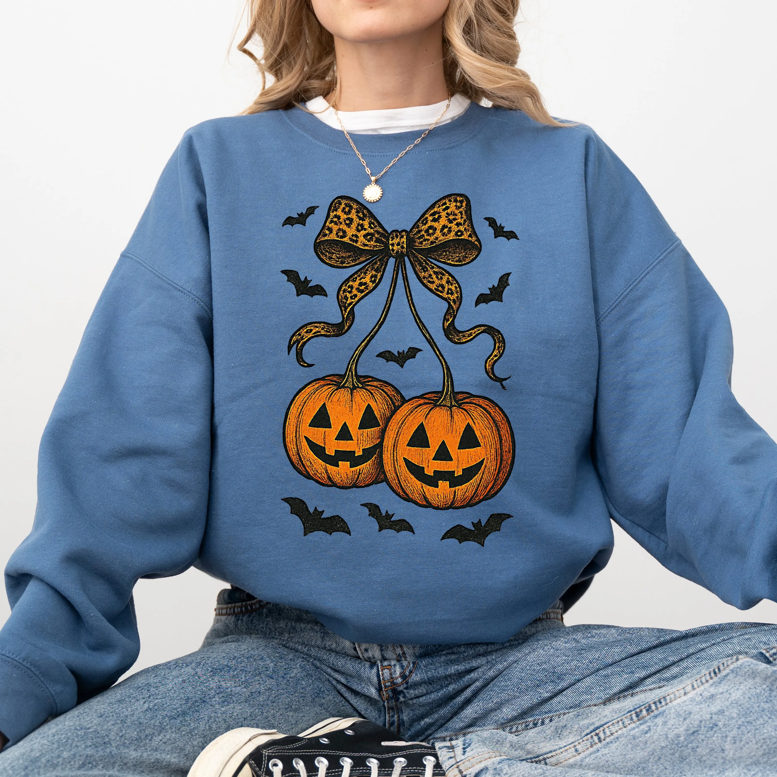 Pumpkin Coquette, Bow, Halloween, Retro, Vintage, Spooky, Costume, Fall, Graphic Sweatshirt sold by Refinery Number One product image thumbnail 4