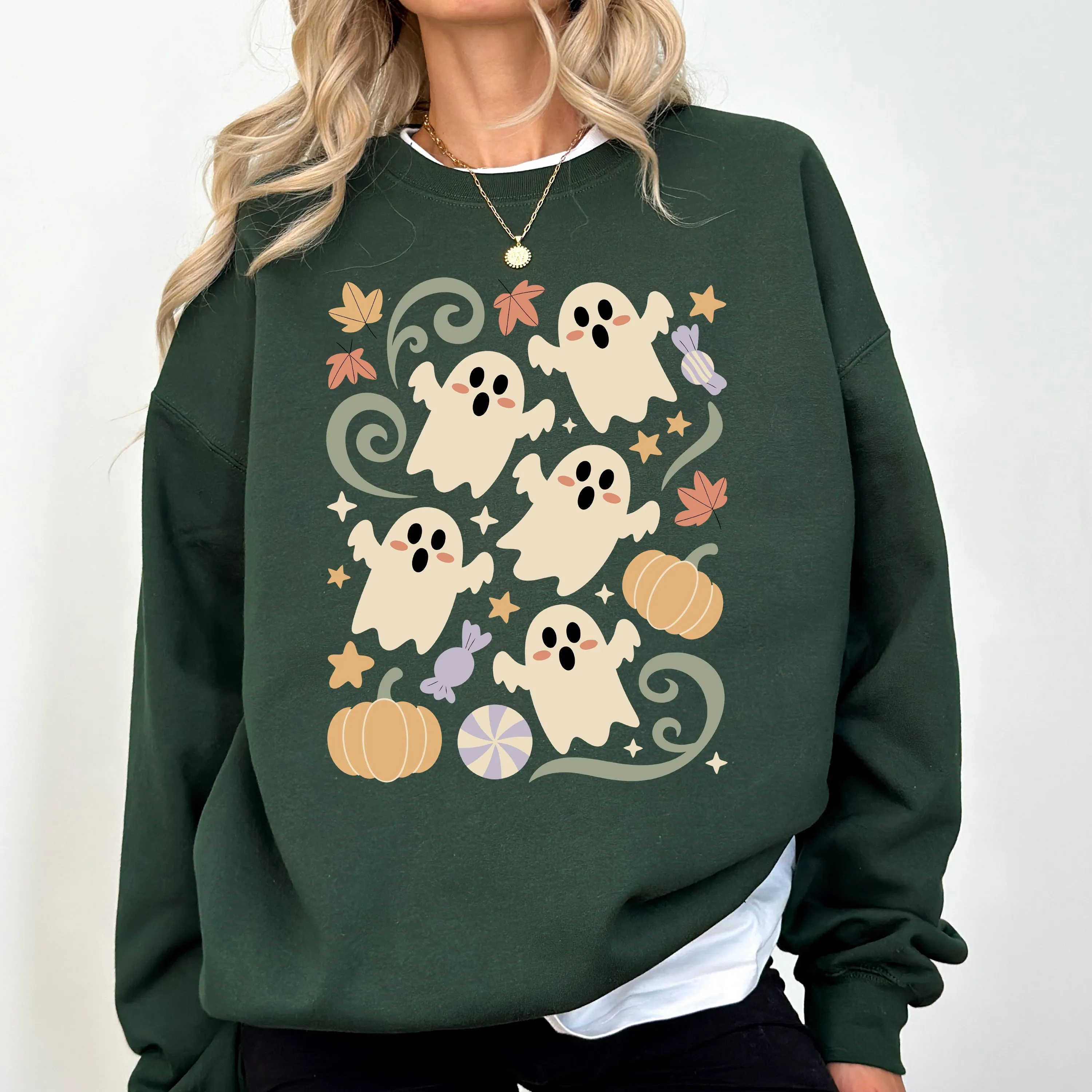 Vintage Ghosts, Floral, Halloween, Retro, Spooky, Costume, Fall, Graphic Sweatshirt sold by Refinery Number One product image thumbnail 4