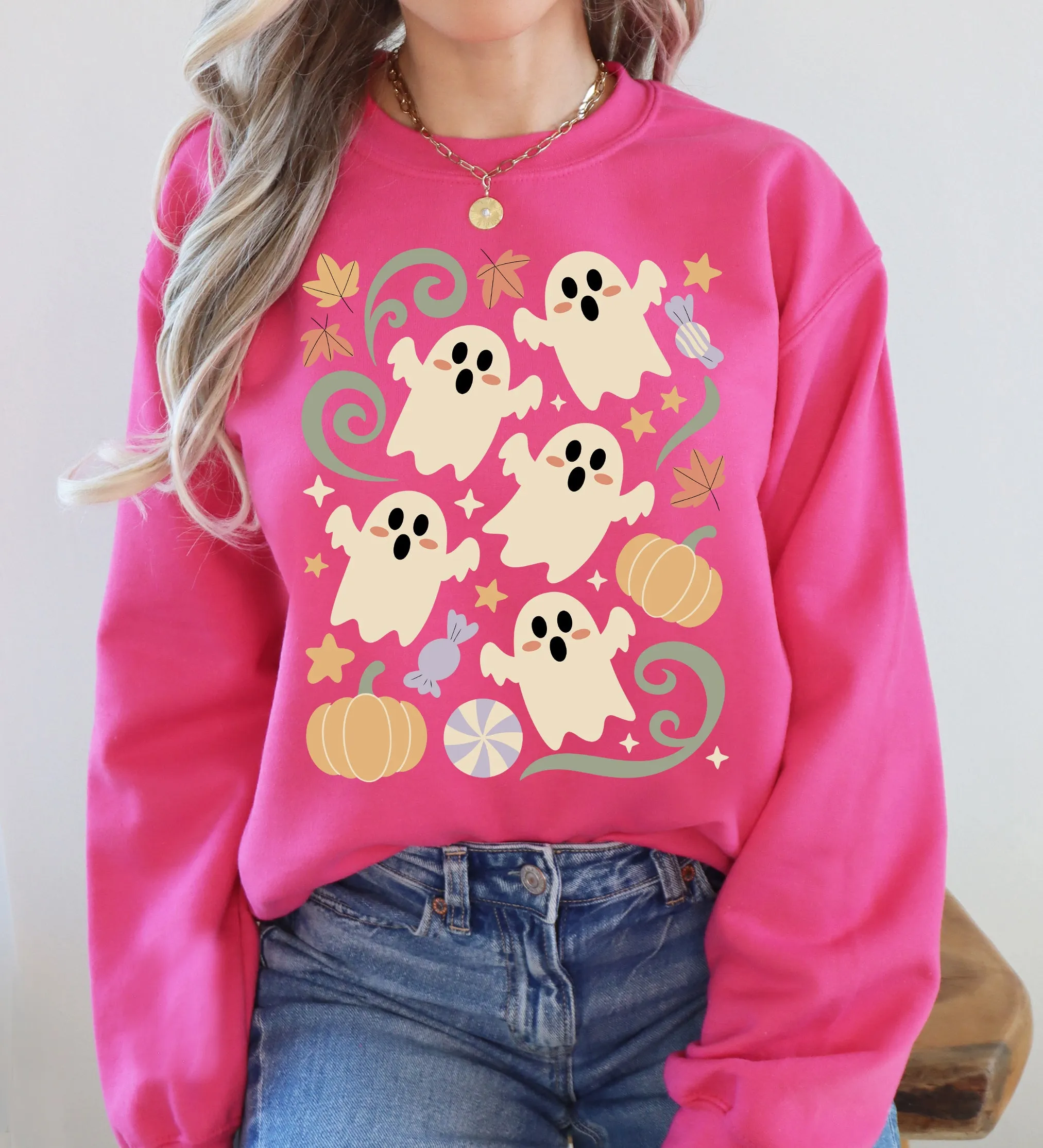 Vintage Ghosts, Floral, Halloween, Retro, Spooky, Costume, Fall, Graphic Sweatshirt sold by Refinery Number One product image thumbnail 3