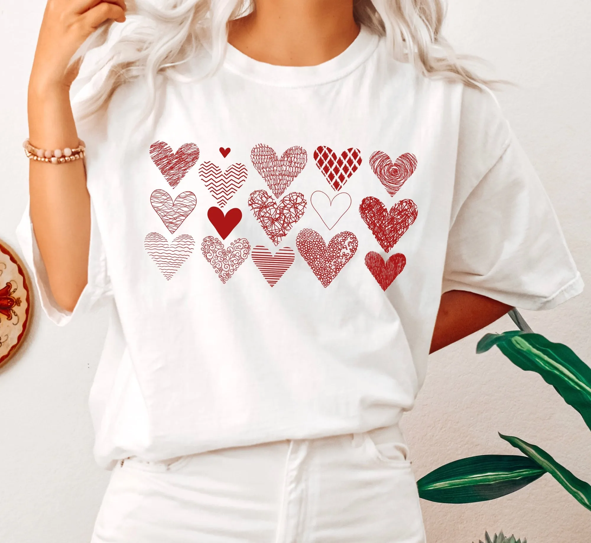 Red Heart Doodles Valentine's Day Comfort Colors Tshirt sold by Refinery Number One