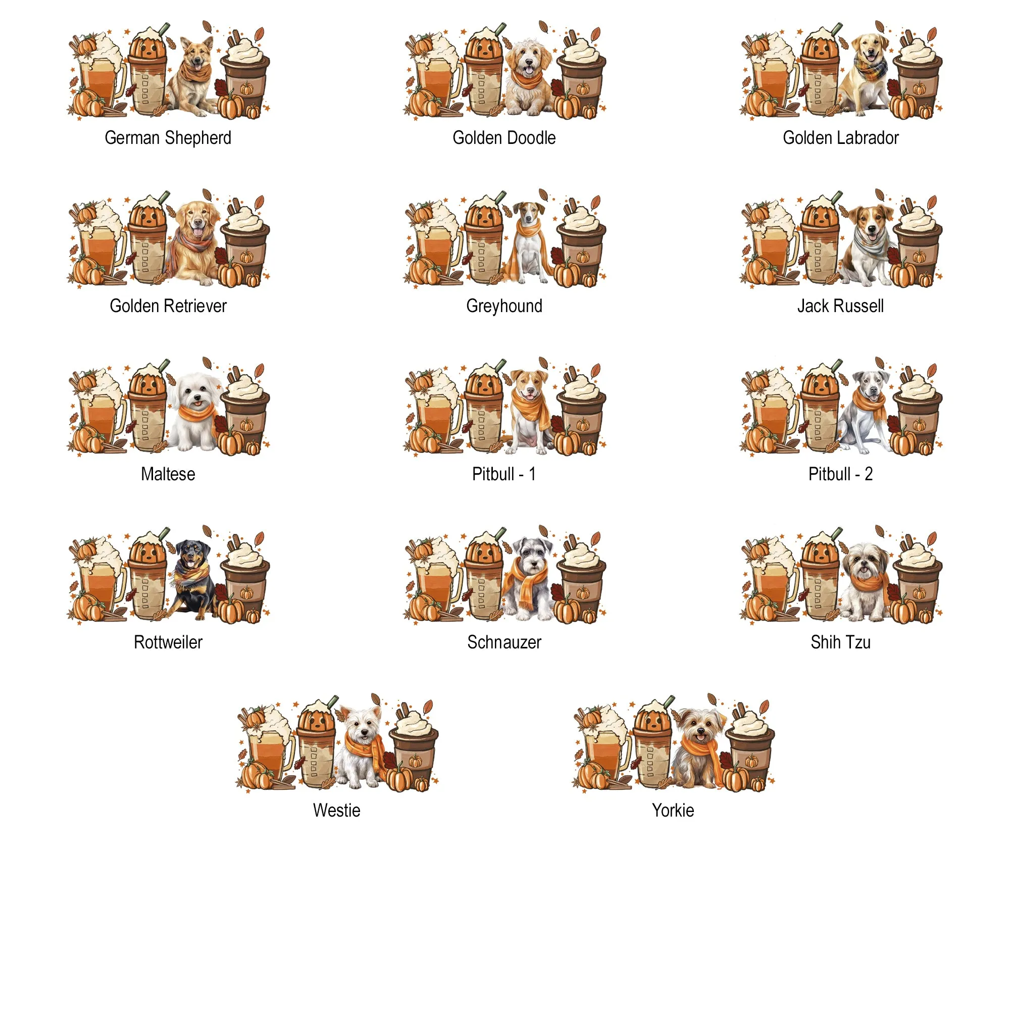 Autumn Dogs and Coffee, Many Breeds Available, Comfort Colors Tshirt sold by Refinery Number One product image thumbnail 3