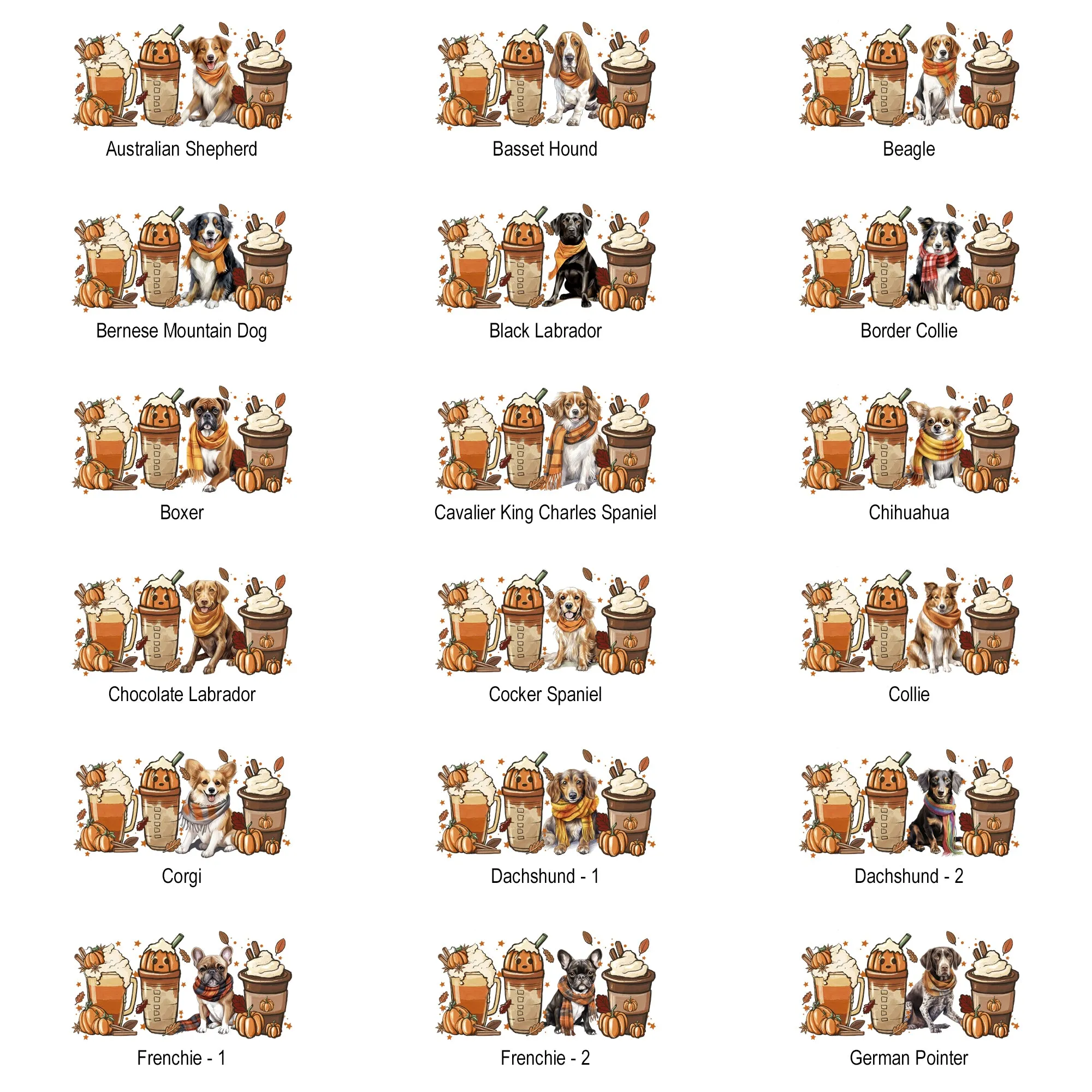 Autumn Dogs and Coffee, Many Breeds Available, Comfort Colors Tshirt sold by Refinery Number One product image thumbnail 2