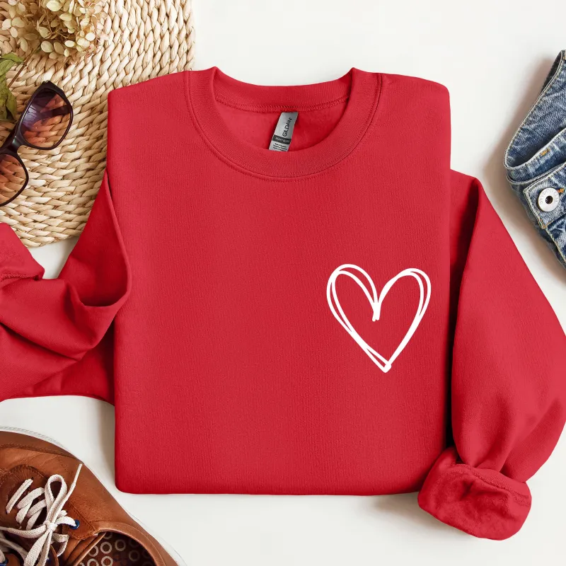 Double Heart Pocket Print, Sweatshirt, Valentine's Day sold by Refinery Number One