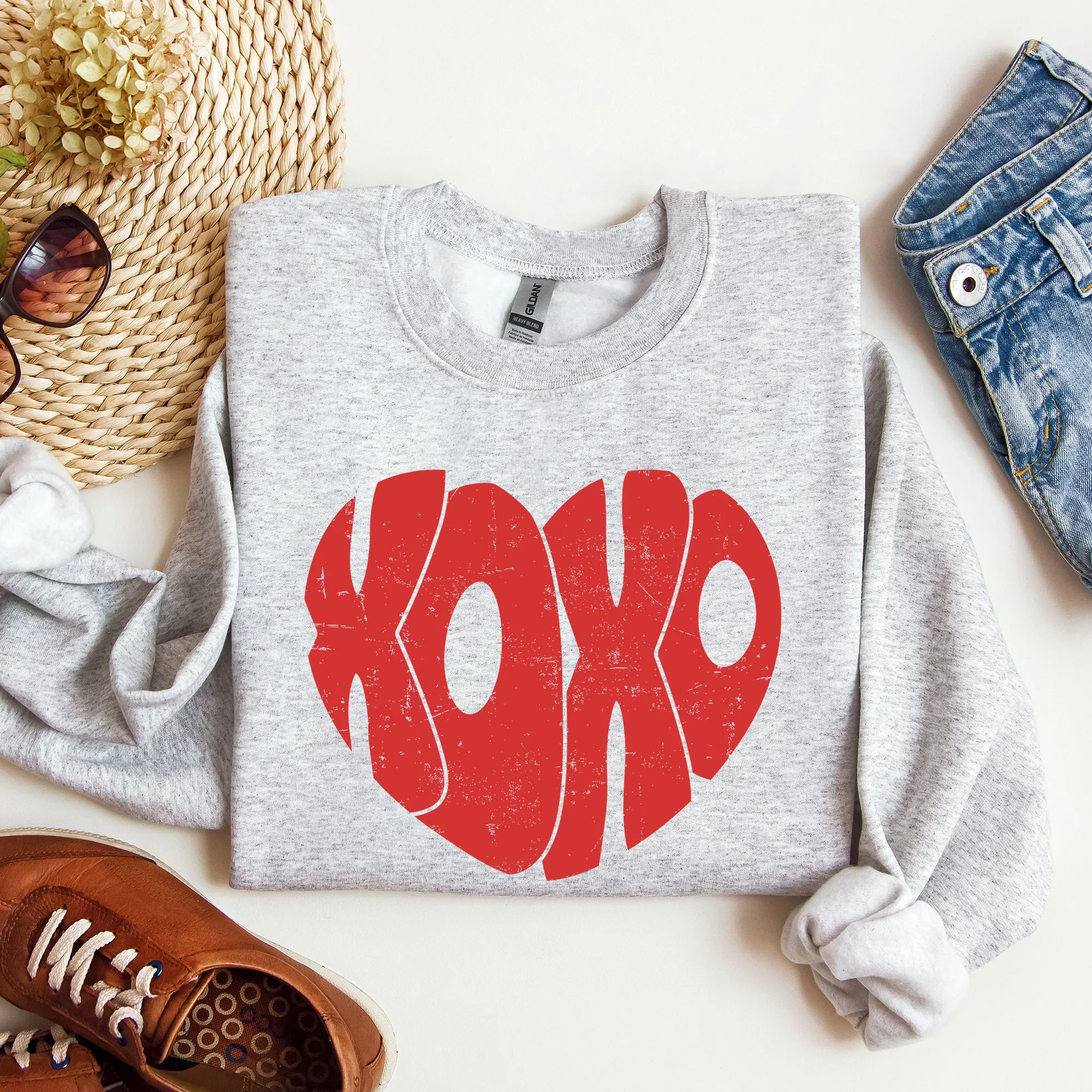 Retro XOXO Heart, Vintage, Sweatshirt, Valentine's Day sold by Refinery Number One