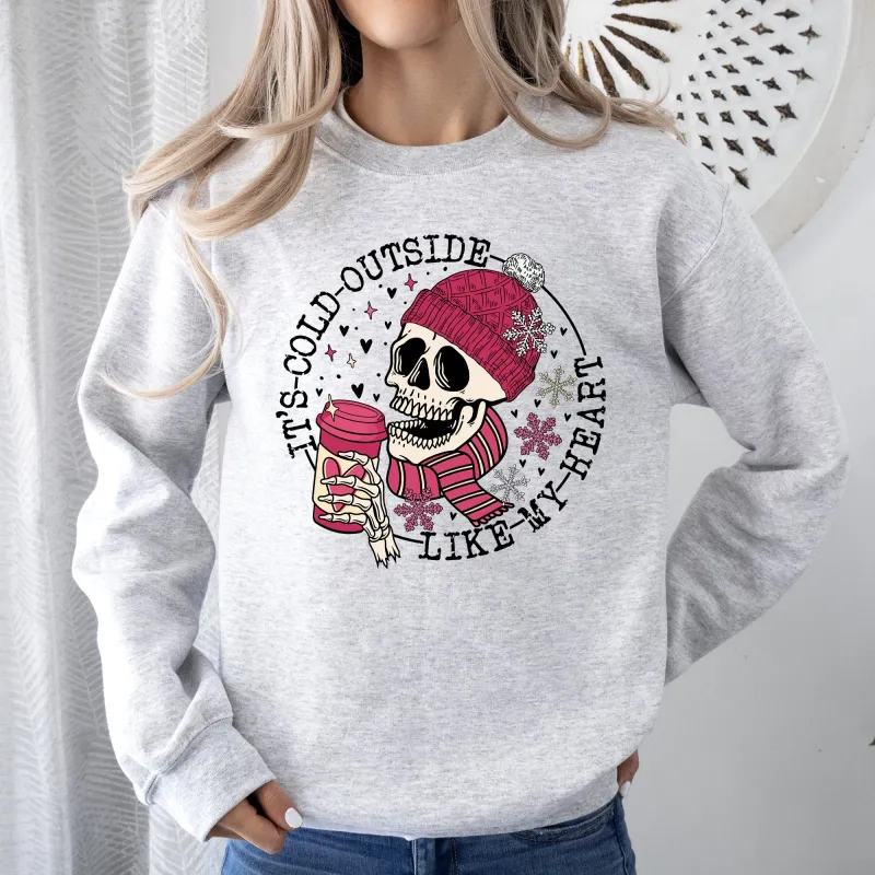 It's Cold Outside, Skeleton, Heart, Sweatshirt, Valentine's Day sold by Refinery Number One