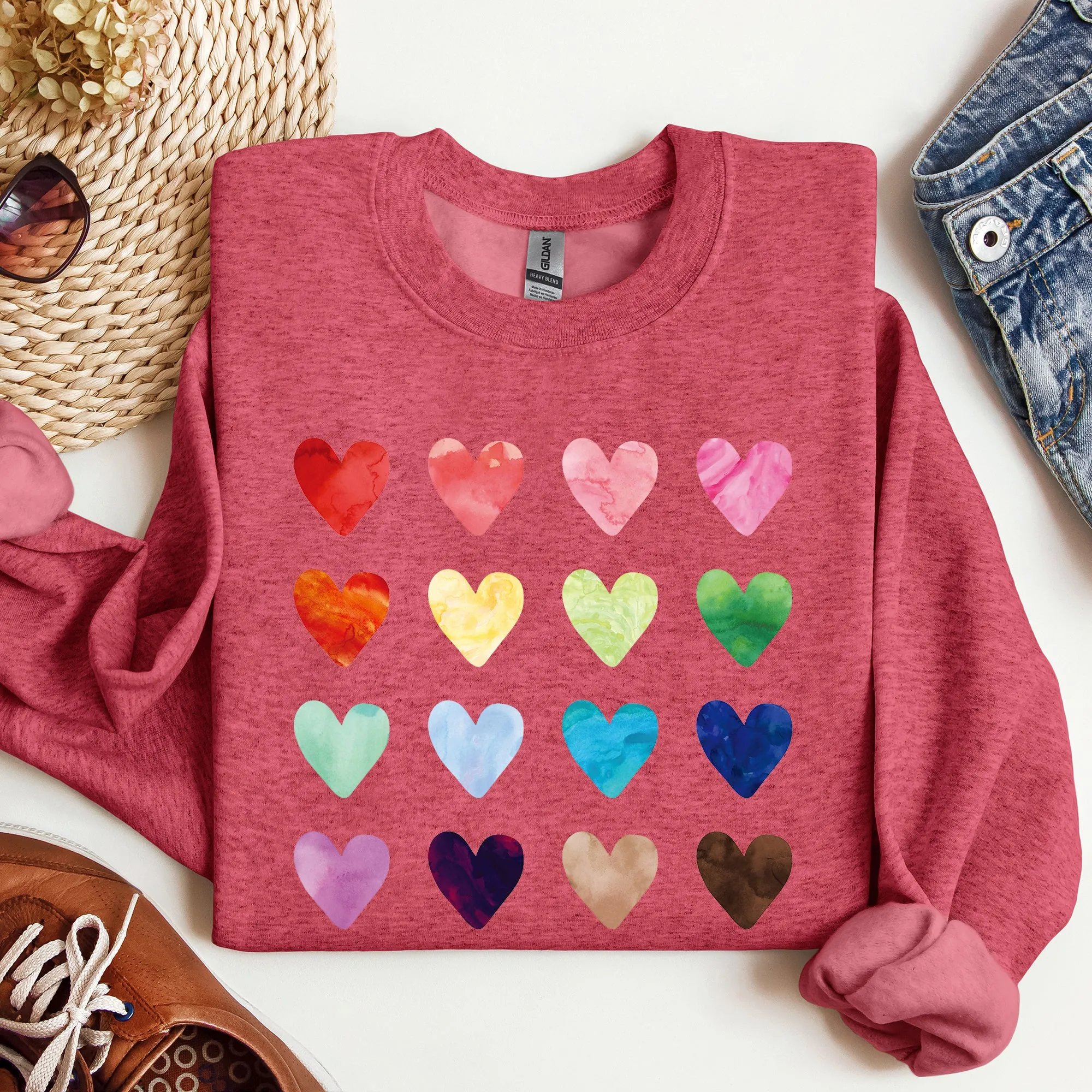 Colorful Hearts, Rainbow, Love, Sweatshirt, Valentine's Day sold by Refinery Number One product image thumbnail 5