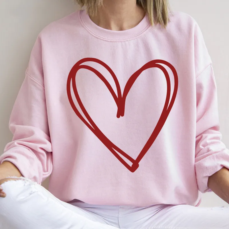 Double Heart, Sketch, Doodle, Love, Sweatshirt, Valentine's Day sold by Refinery Number One