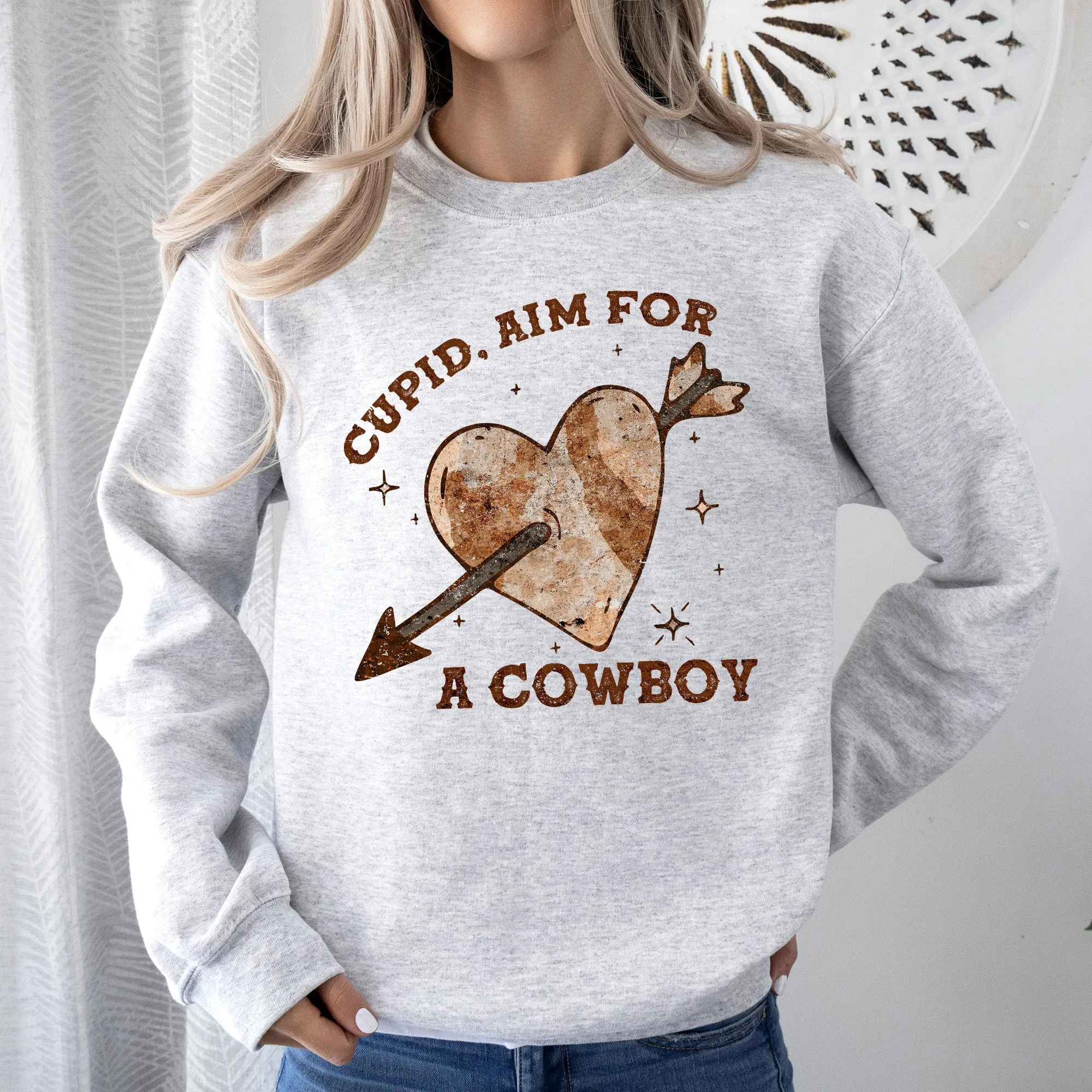 Cupid Aim For A Cowboy, Heart, Western, Country, Sweatshirt, Valentine's Day sold by Refinery Number One product image thumbnail 3