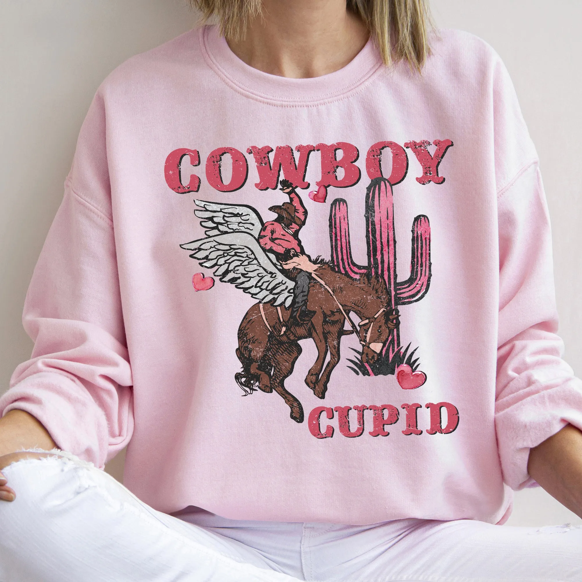 Cowboy Cupid Western Horse Romance Valentines Day Celebration Cozy Warm Sweatshirt sold by Refinery Number One