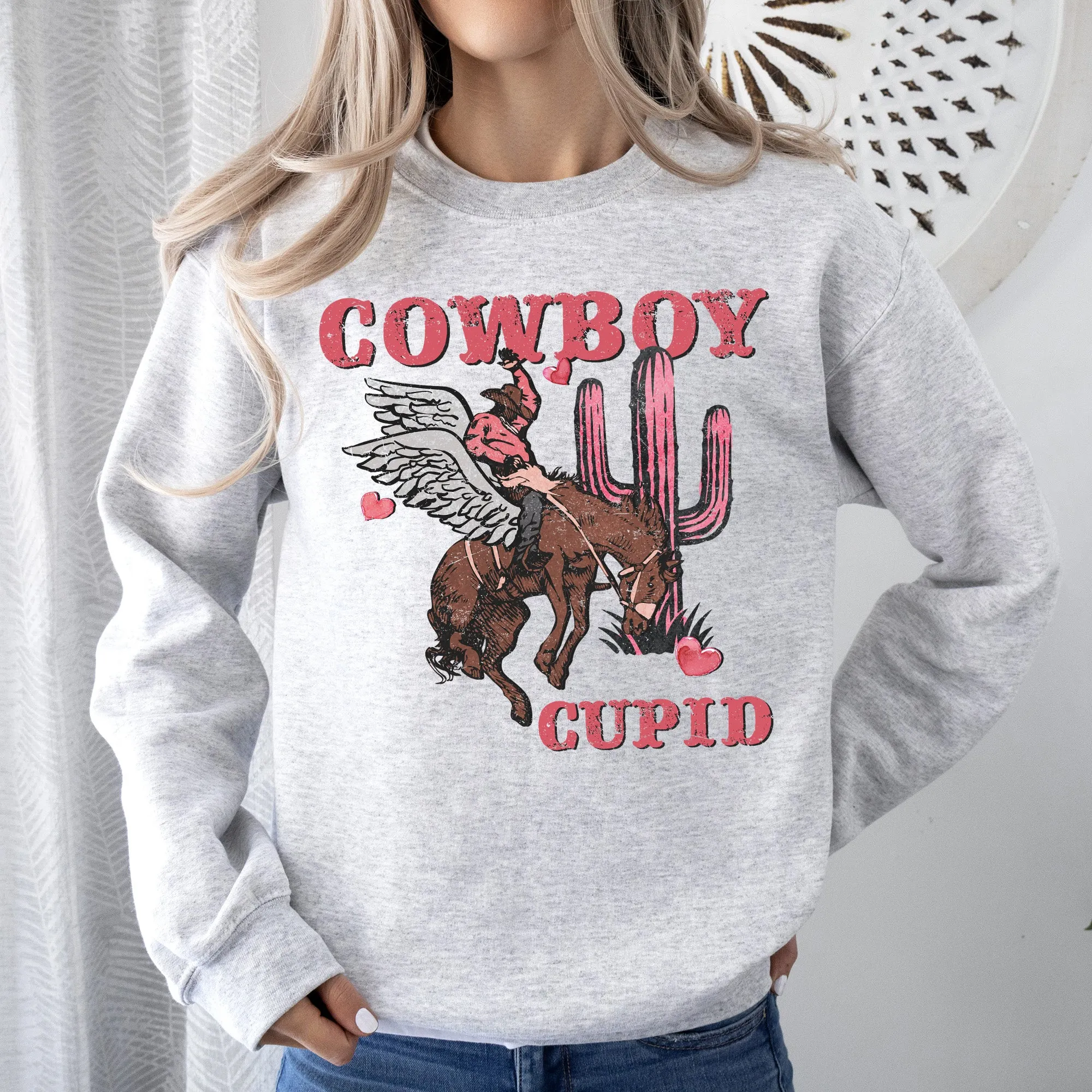 Cowboy Cupid Western Horse Romance Valentines Day Celebration Cozy Warm Sweatshirt sold by Refinery Number One product image thumbnail 4